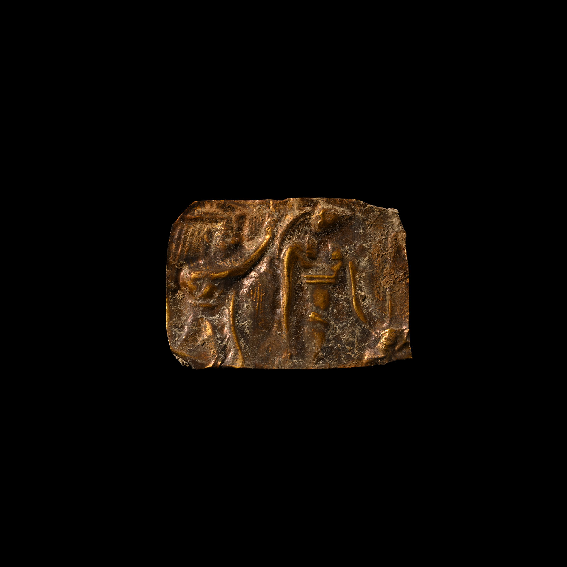 Egyptian Gold Repousse Plaque with Gods