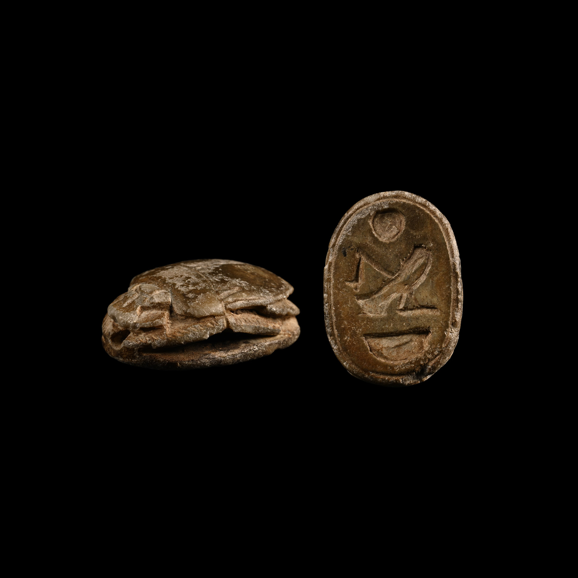 Egyptian Hardstone Scarab with Horus