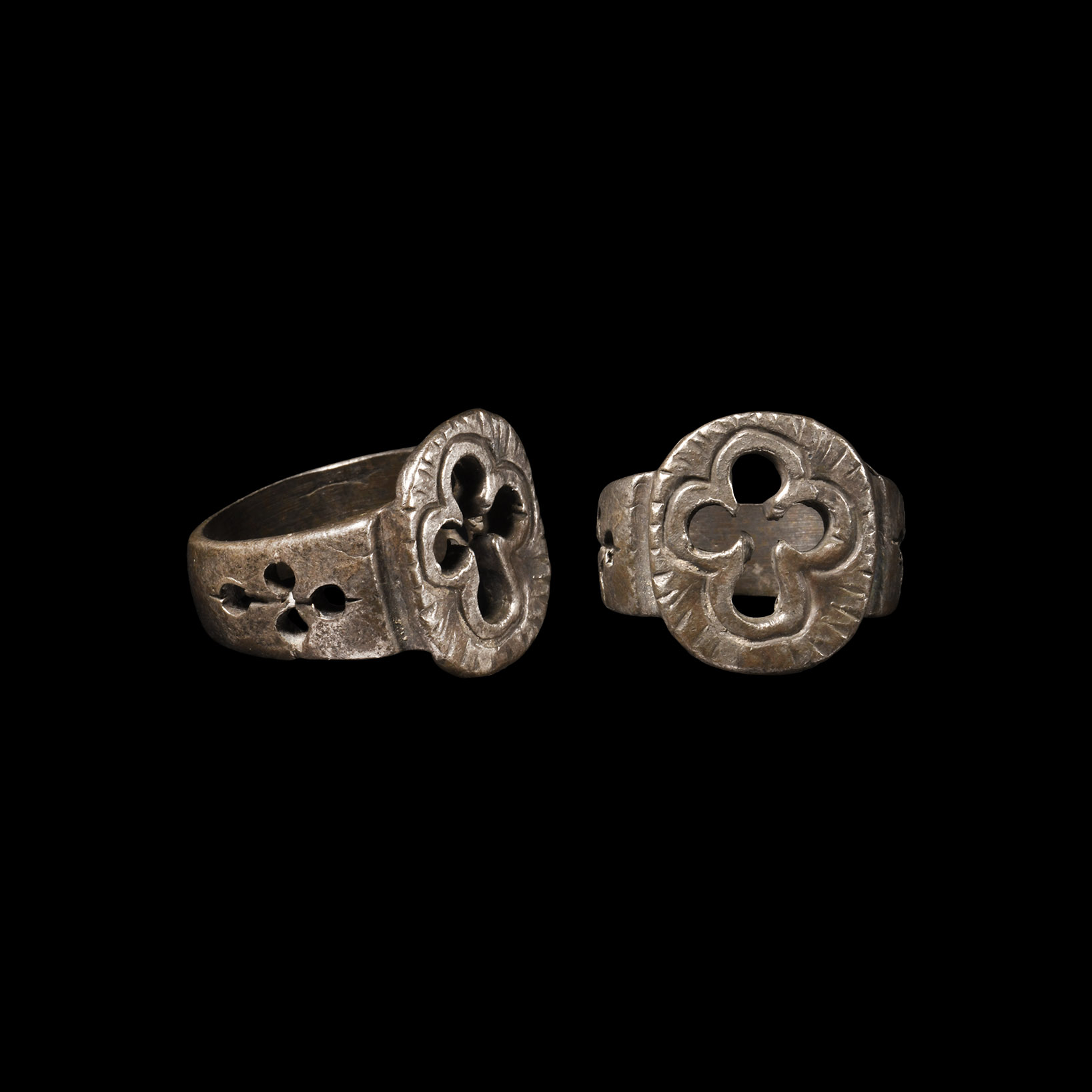 Byzantine Silver Ring with Pierced Cross