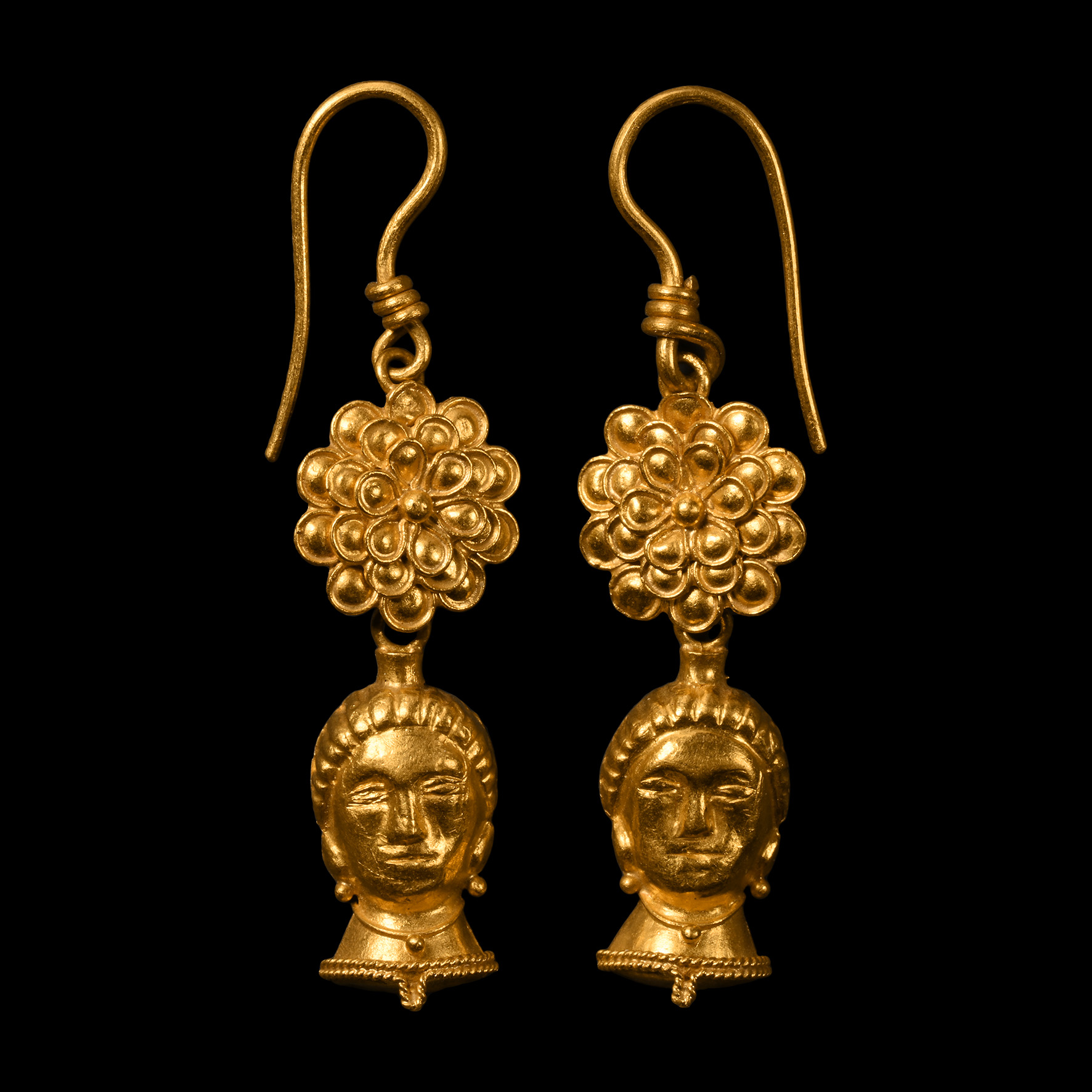 Greek Style Gold Earring Pair