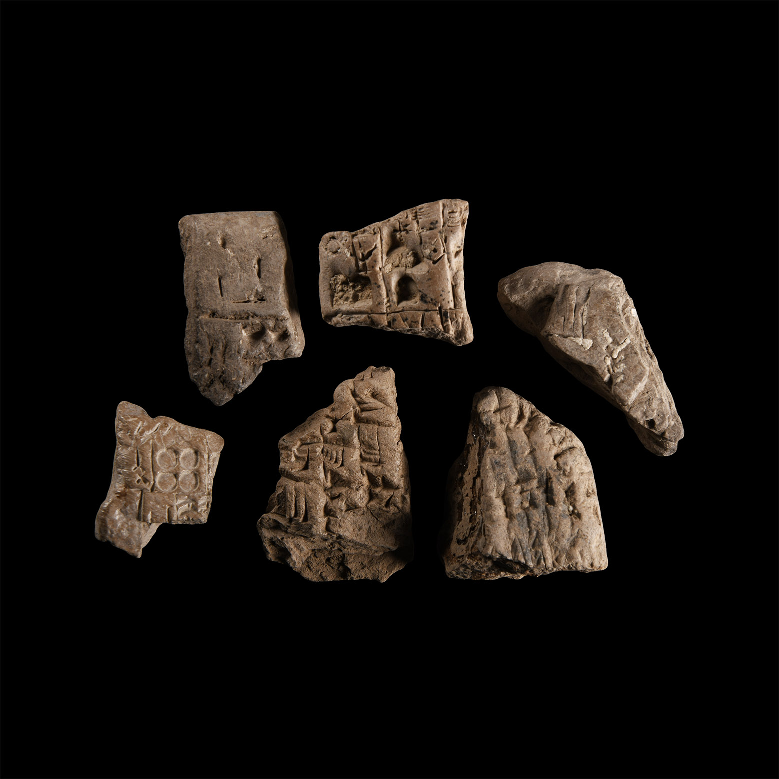 Mesopotamian Clay Cuneiform Tablet Fragment Group