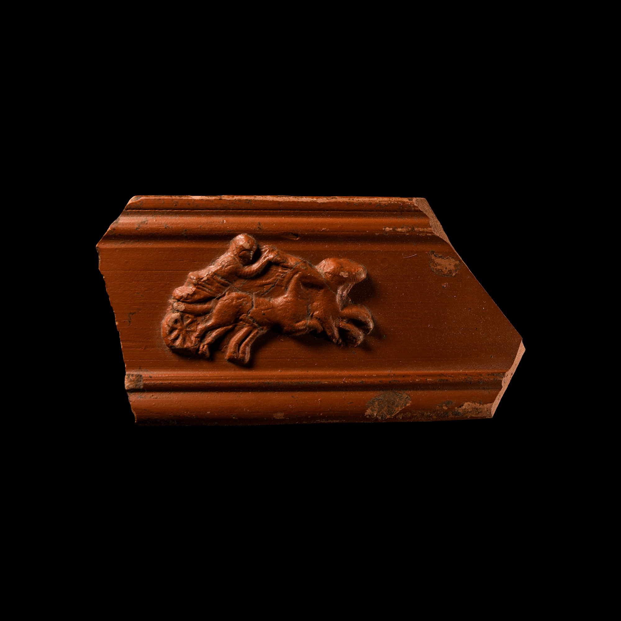 Roman Redware Sherd with Racing Charioteer