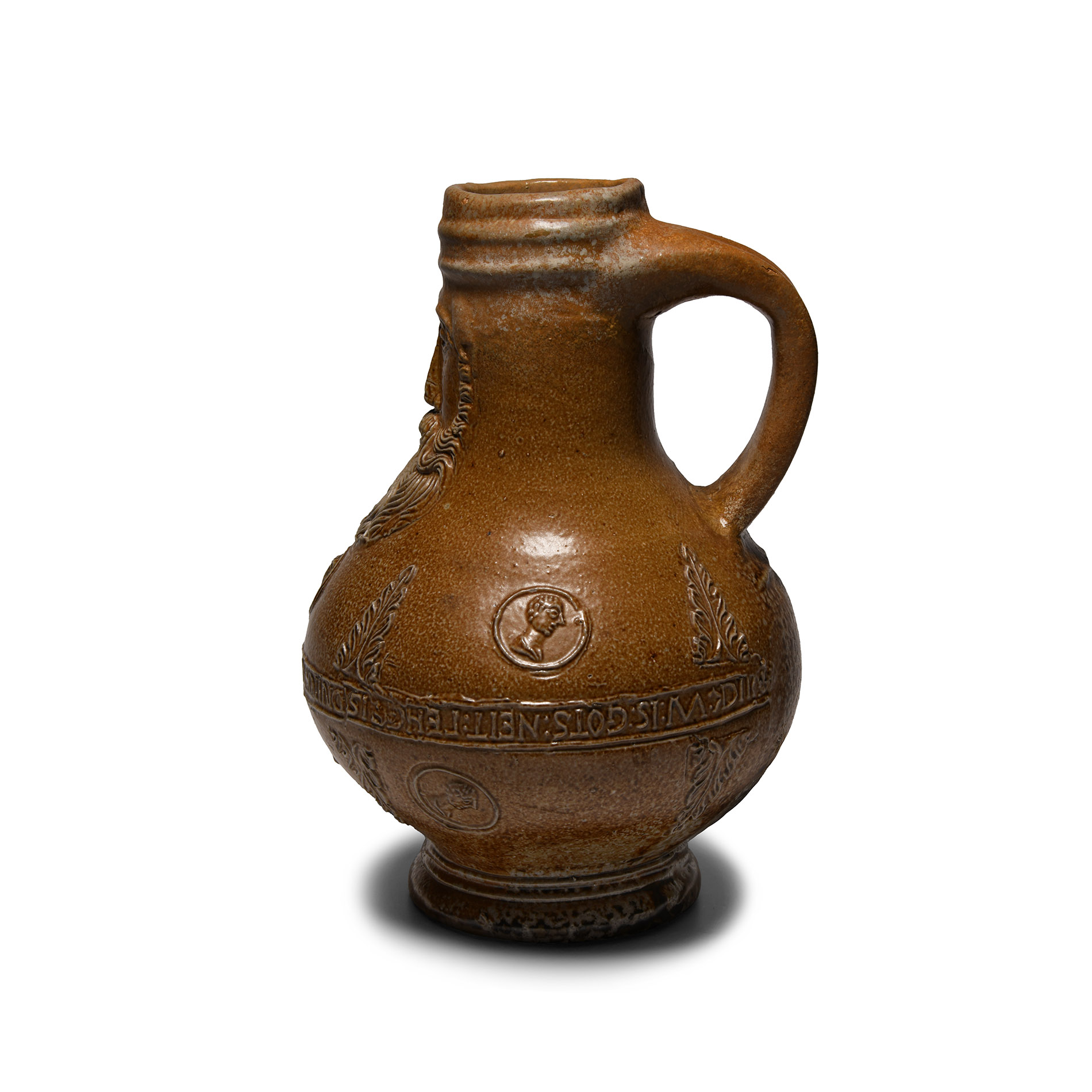 Post Medieval Inscribed Salt-Glazed Bellarmine Jug