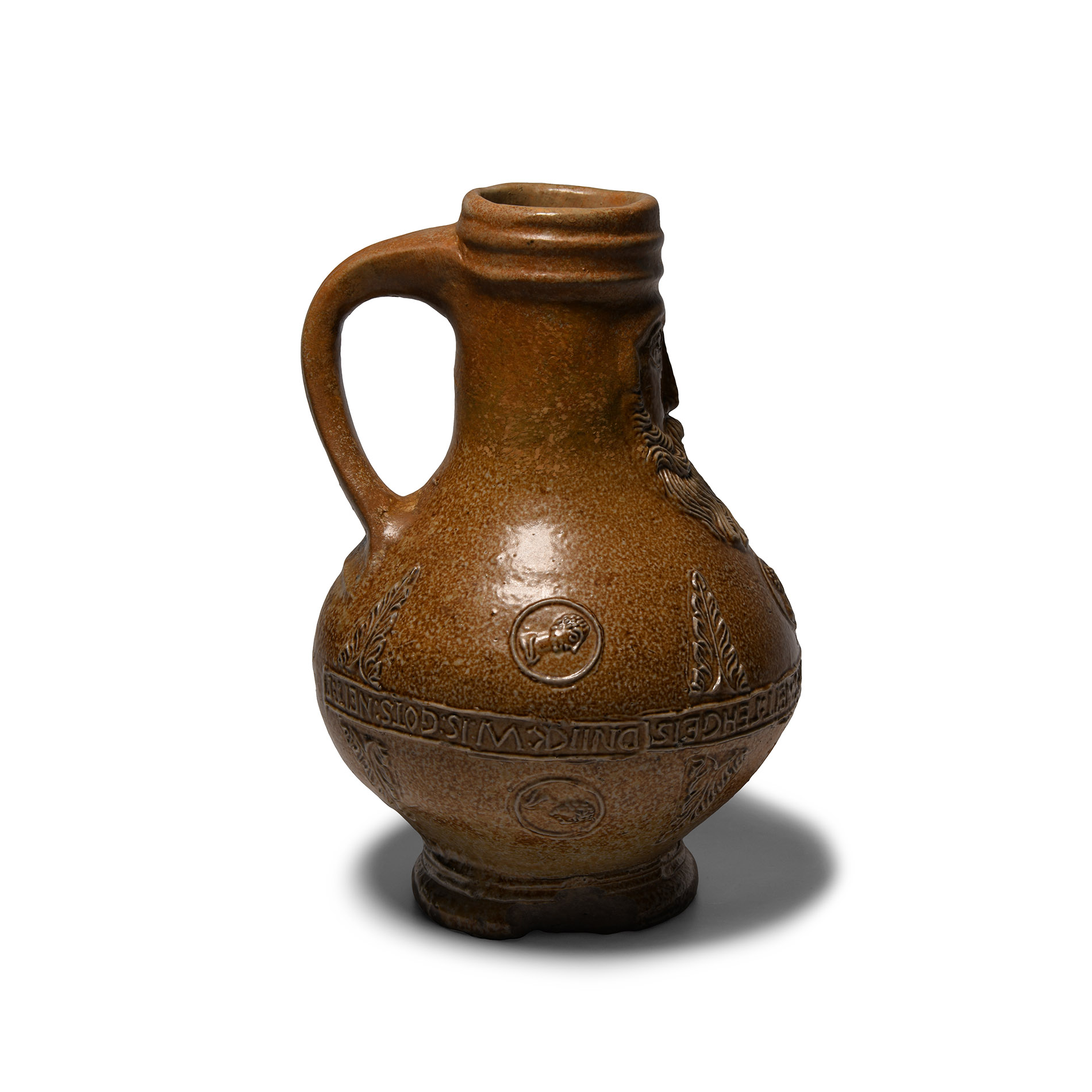Post Medieval Inscribed Salt-Glazed Bellarmine Jug