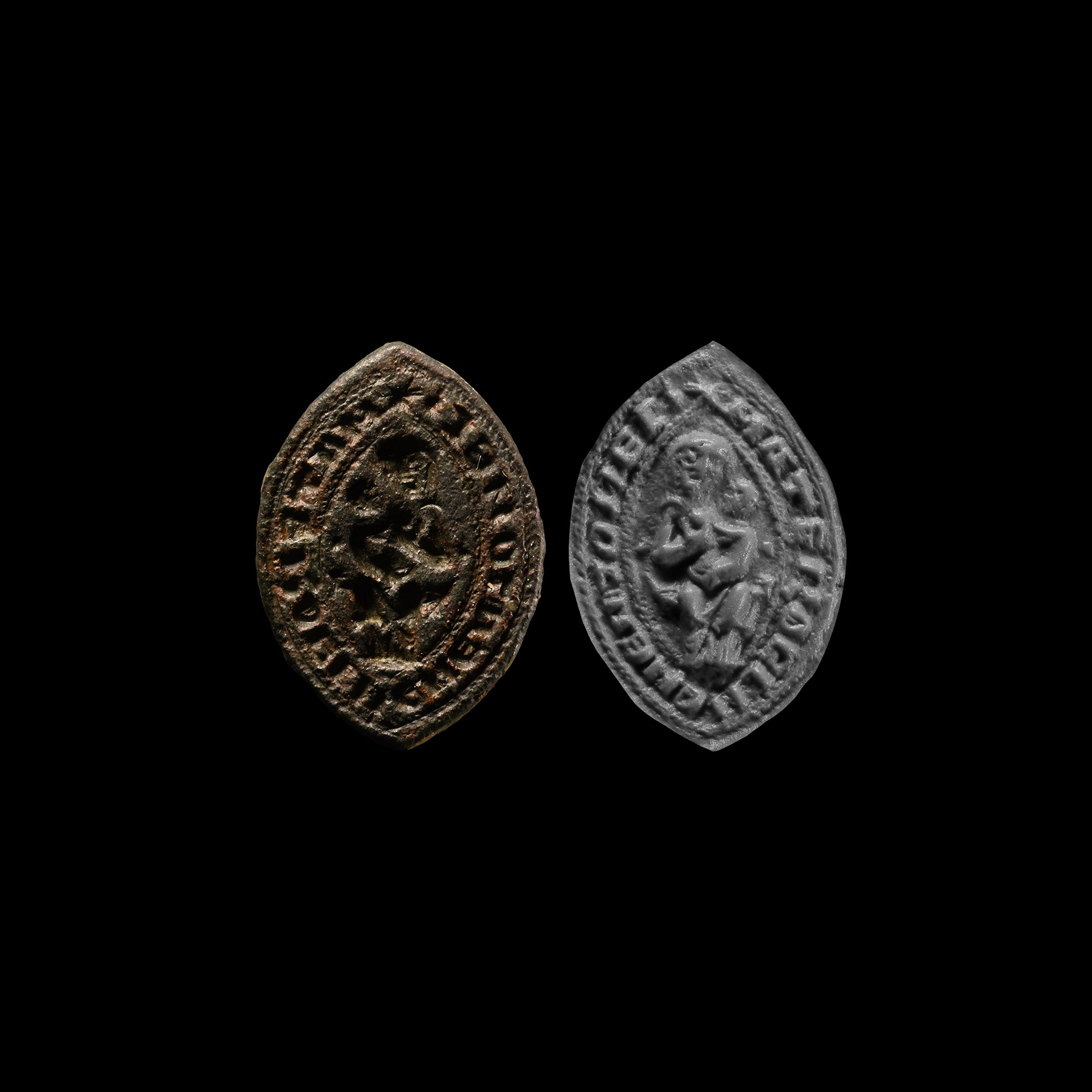 Medieval Bronze Vesica-Shaped Seal Matrix