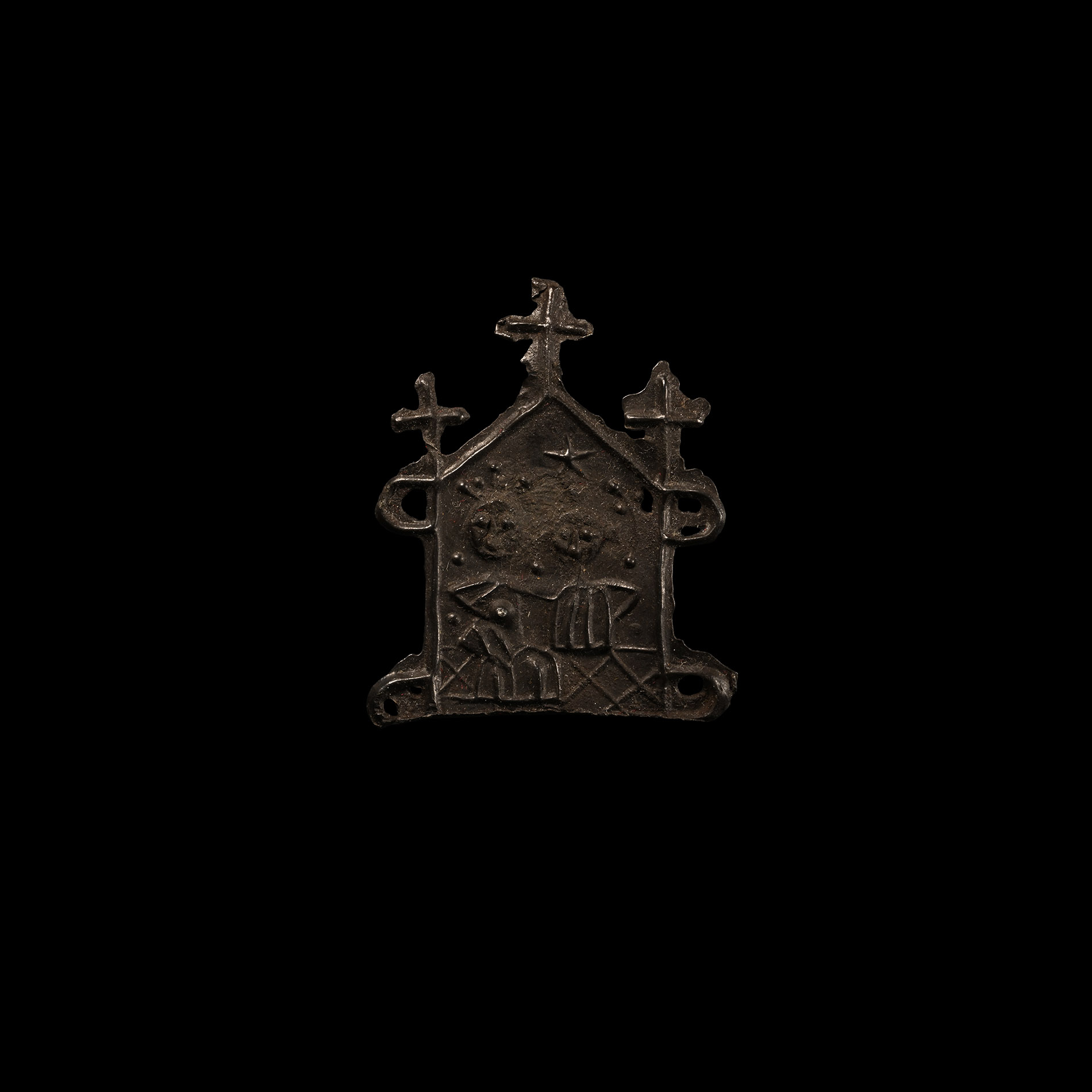 Medieval Pewter Pilgrim's Badge with Church