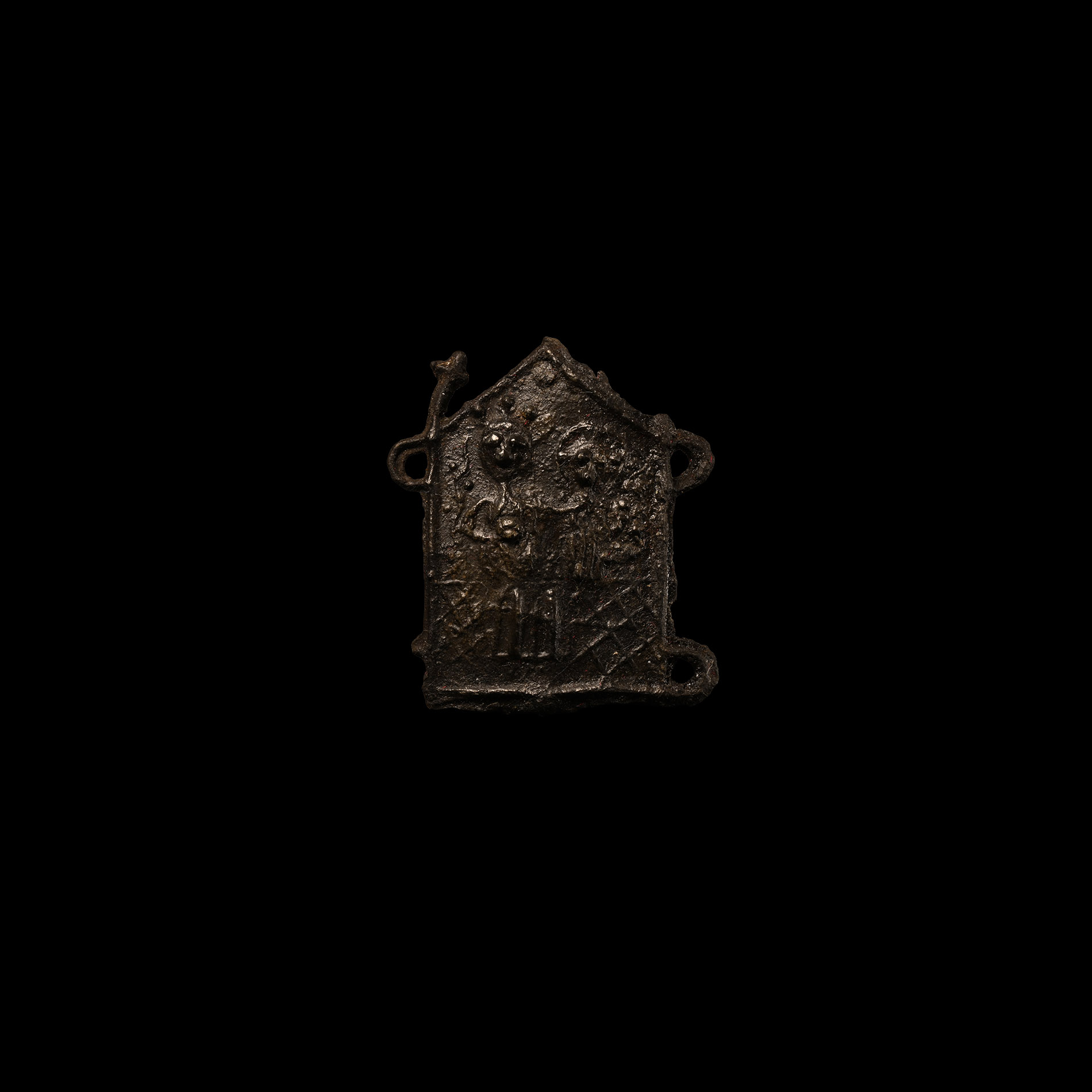 Medieval Pewter Pilgrim's Badge with Church
