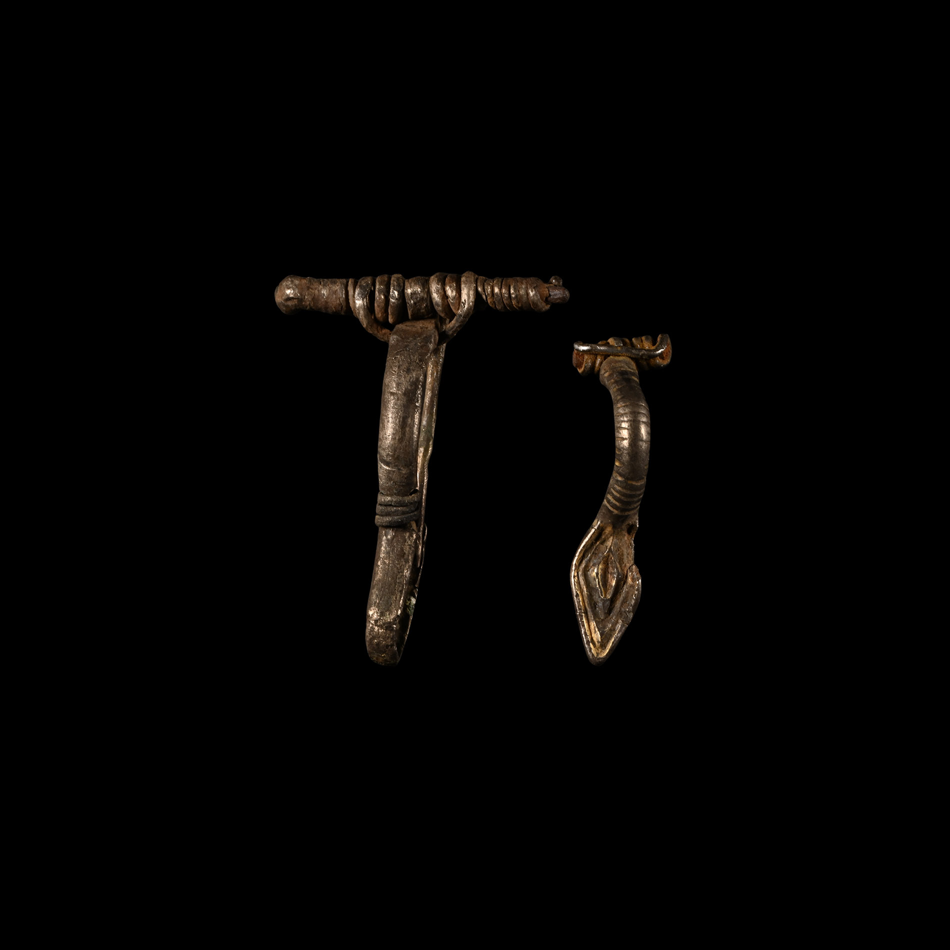 Late Roman Silver Bow Brooch Group