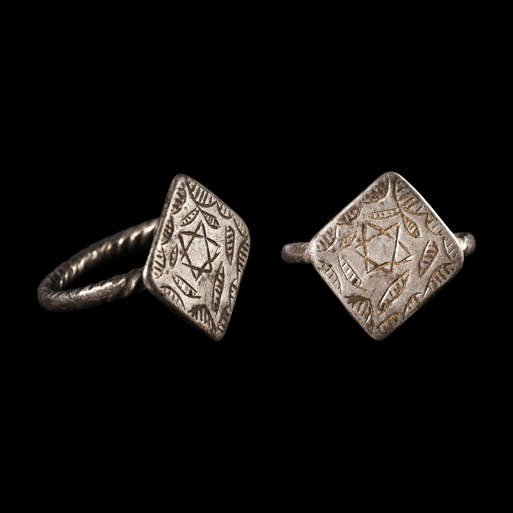 Late Medieval Silver Ring with Star of David