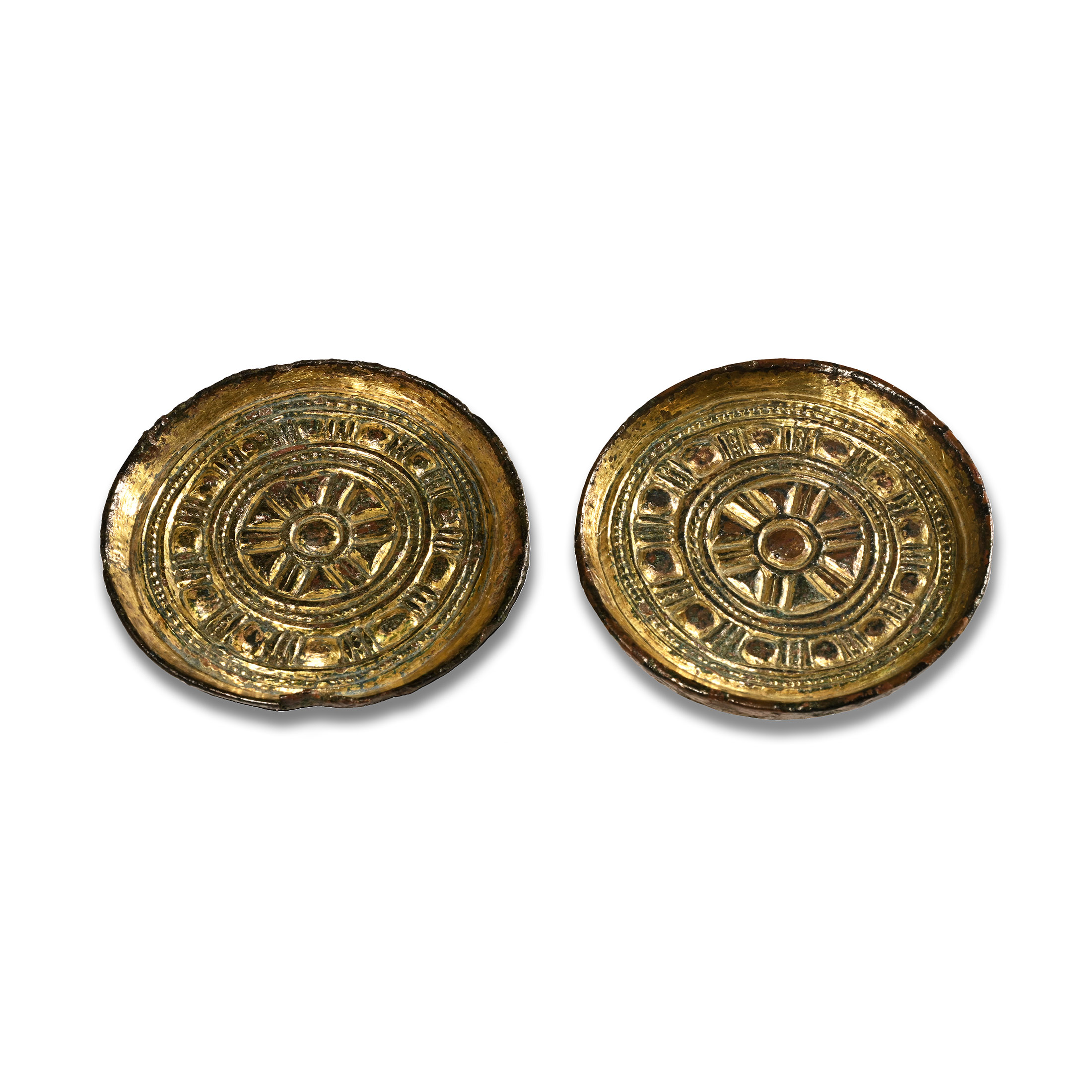 Anglo-Saxon Gilt Bronze Saucer Brooch Pair