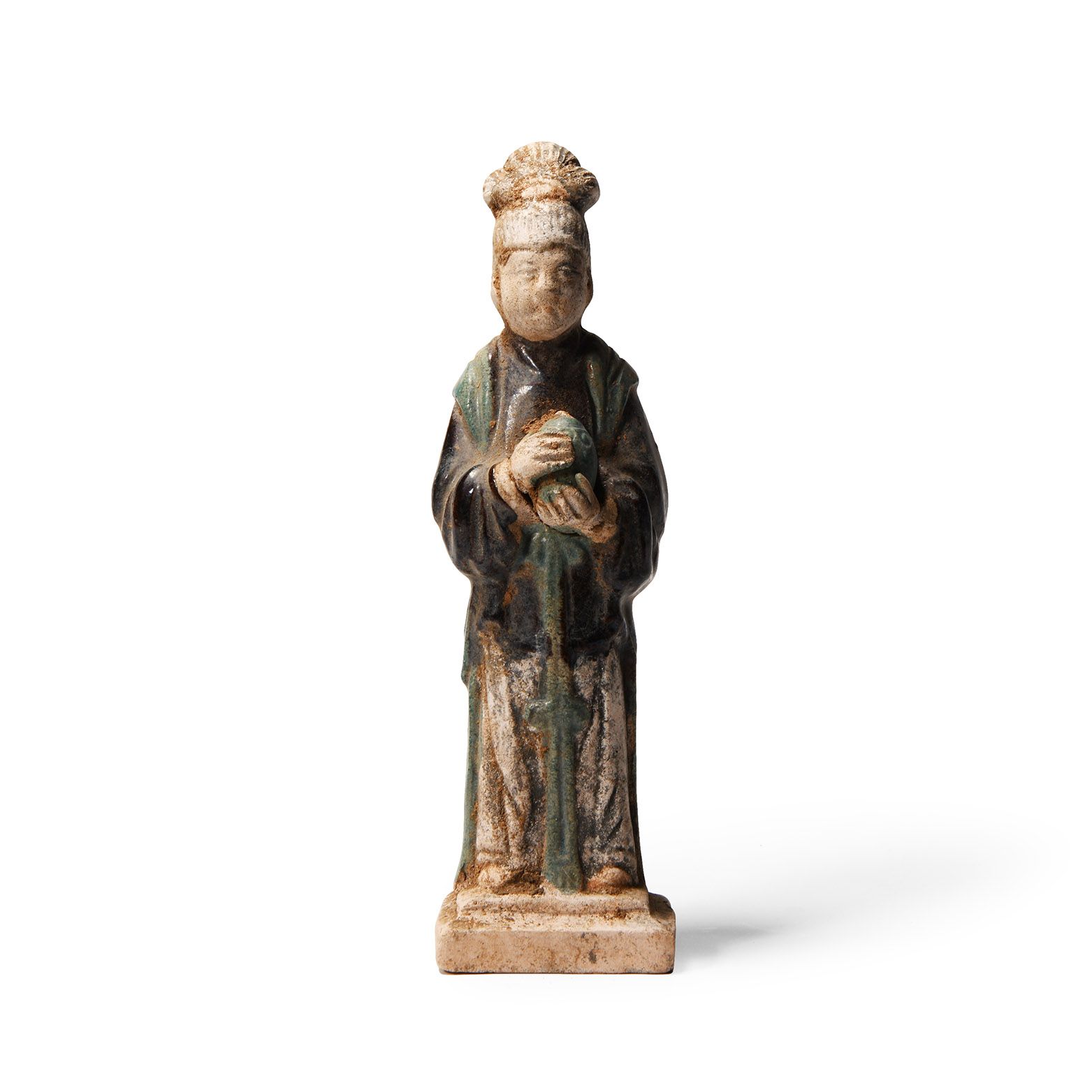 Chinese Qing Glazed Ceramic Female Attendant