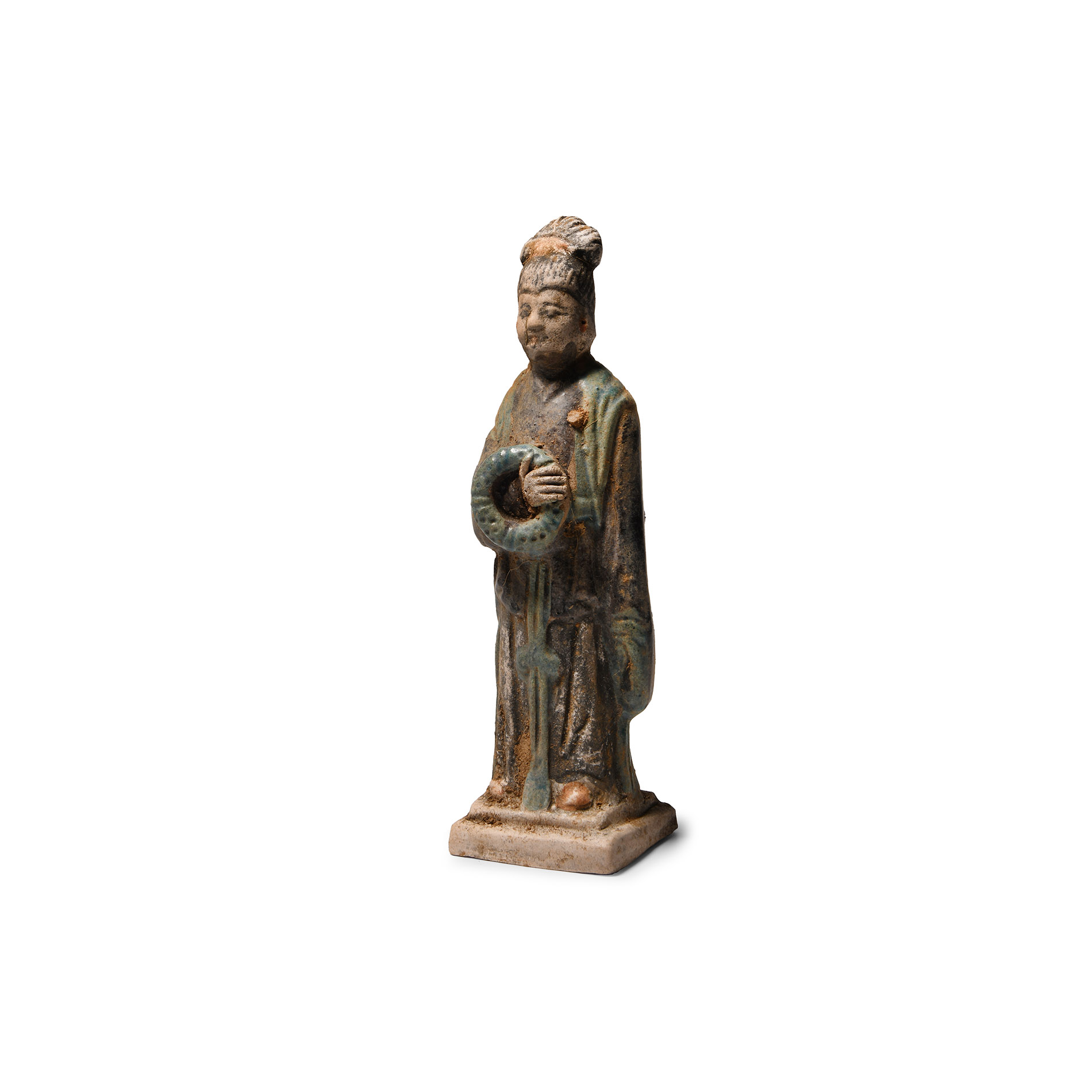 Chinese Qing Glazed Ceramic Female Attendant