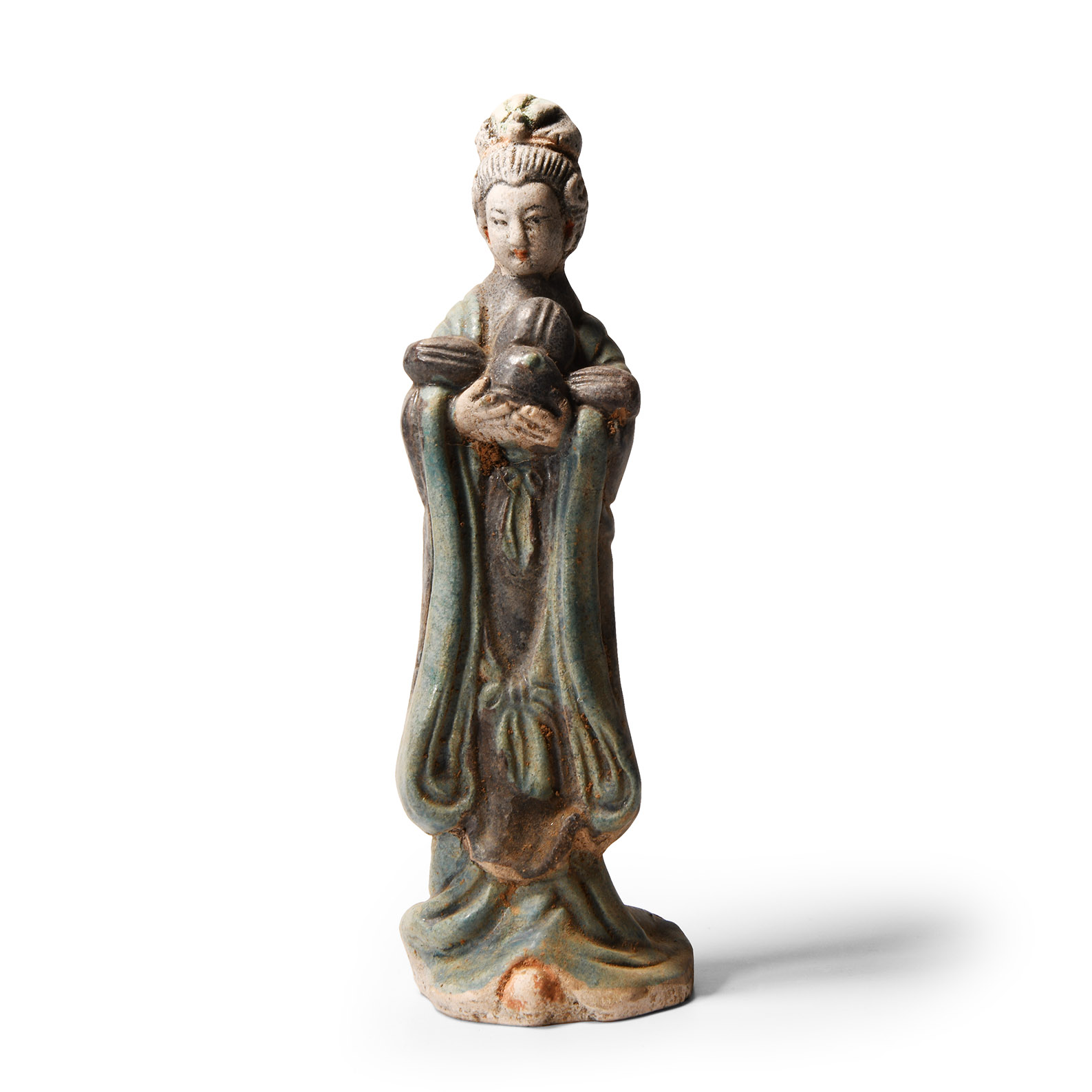 Chinese Qing Glazed Ceramic Female Attendant