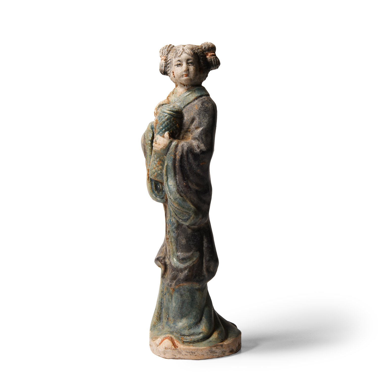 Chinese Qing Glazed Ceramic Female Attendant