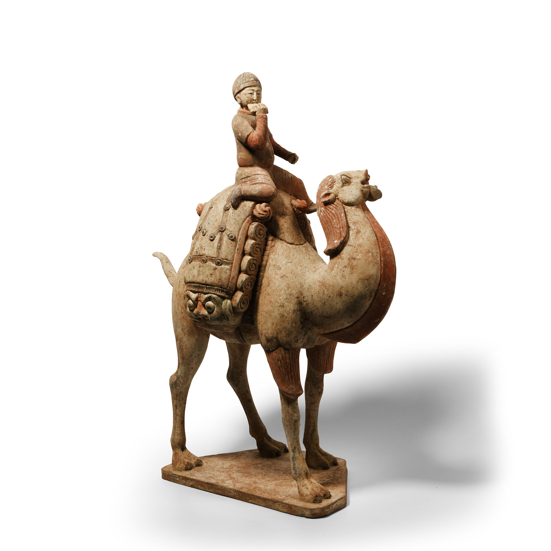 Chinese Tang Terracotta Camel with Rider