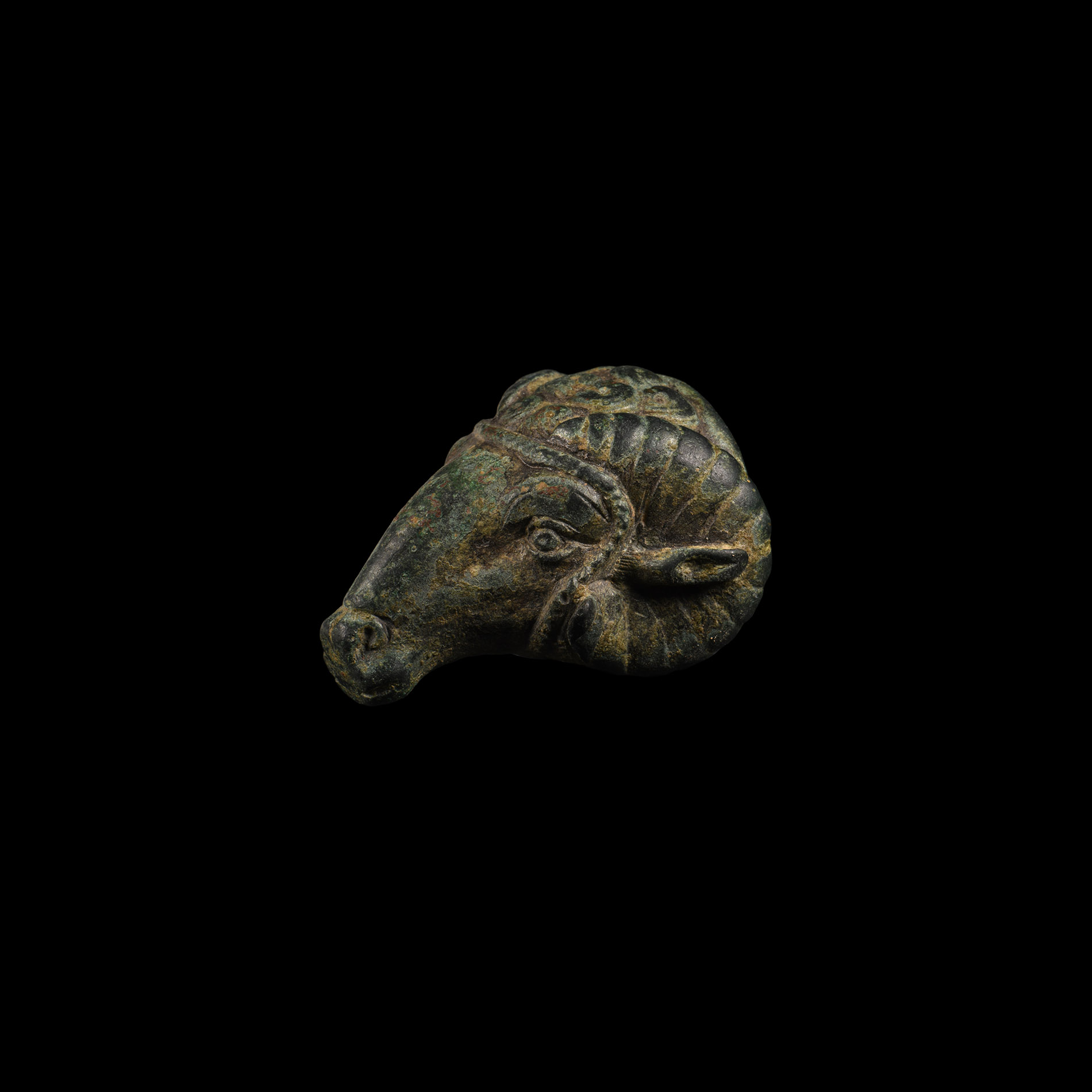 Roman Bronze Ram's Head Finial