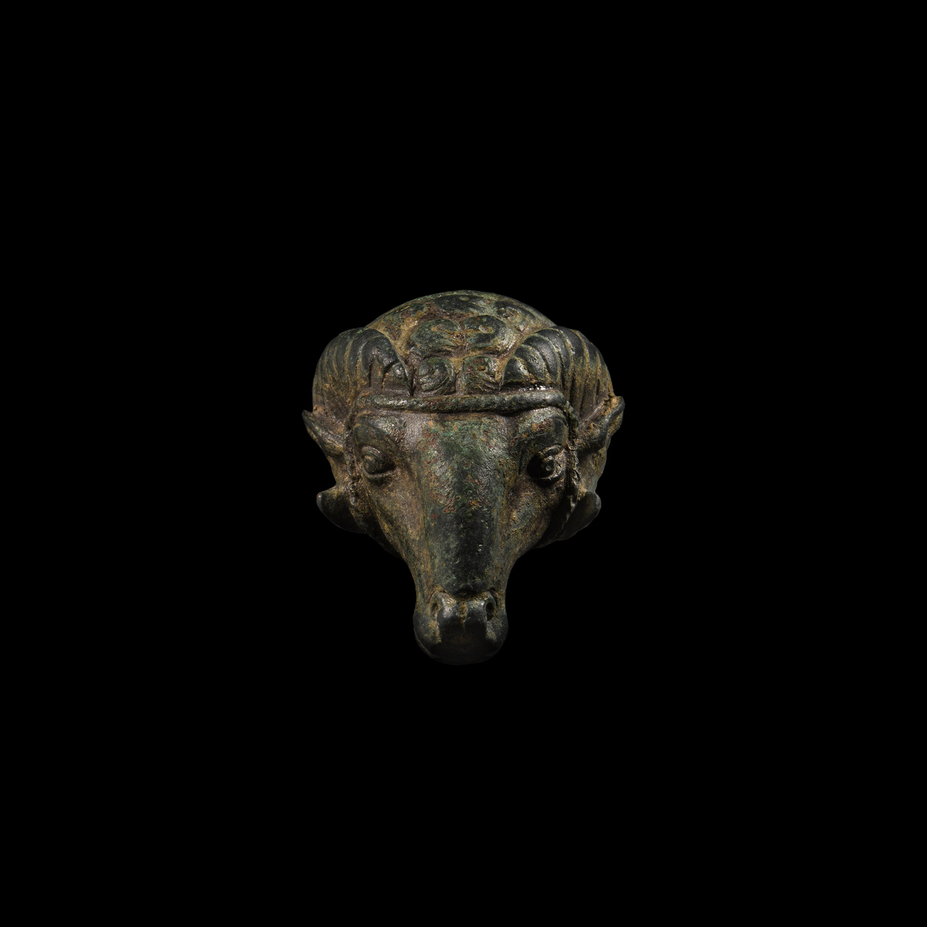 Roman Bronze Ram's Head Finial