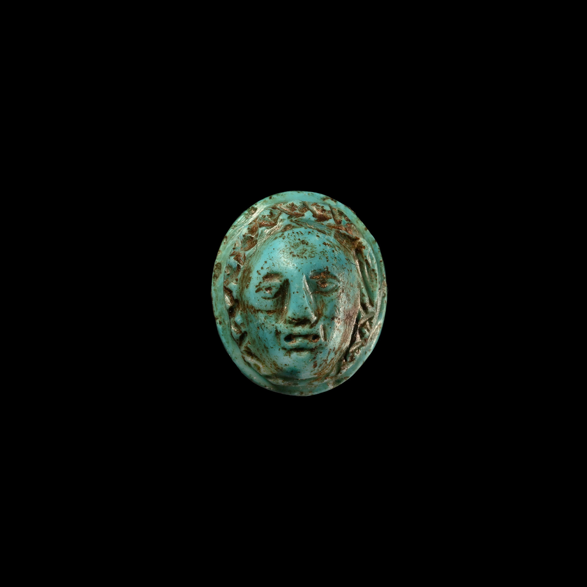 Roman Turquoise Cameo with Head of Medusa