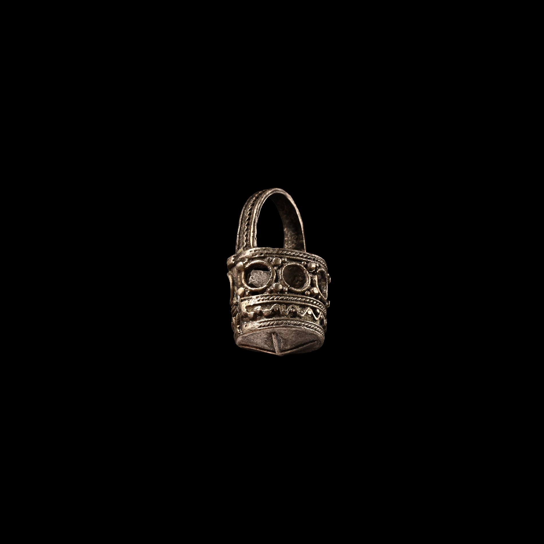 Pre-Viking Silver Filigree Bucket Pendant