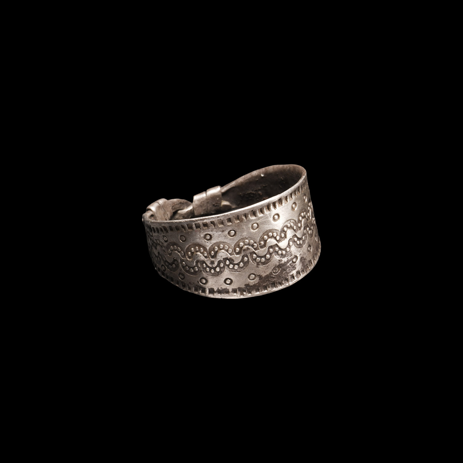 Viking Age Silver Ring with Stamped Design