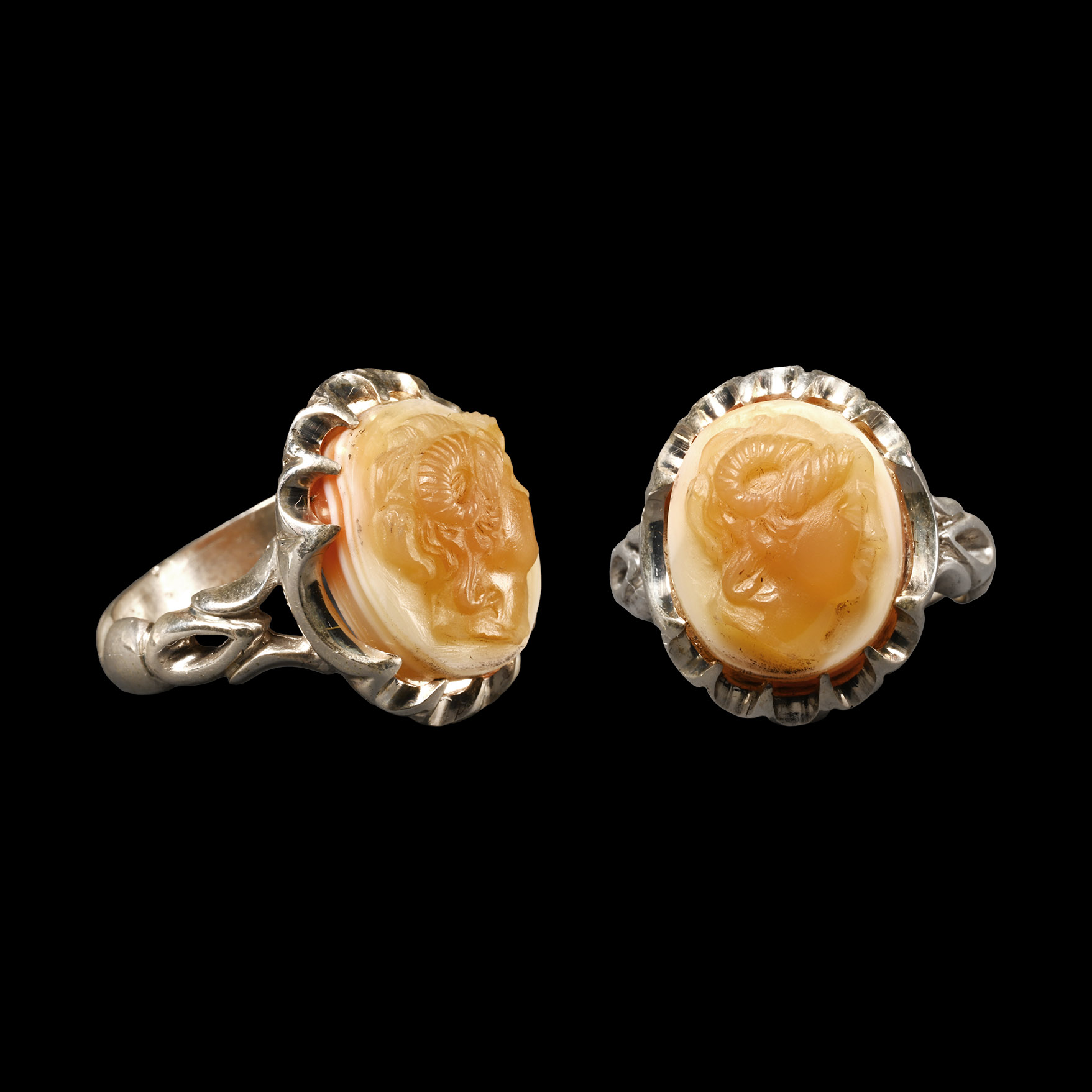 Neoclassical Sardonyx Cameo of Alexander the Great in Silver Ring
