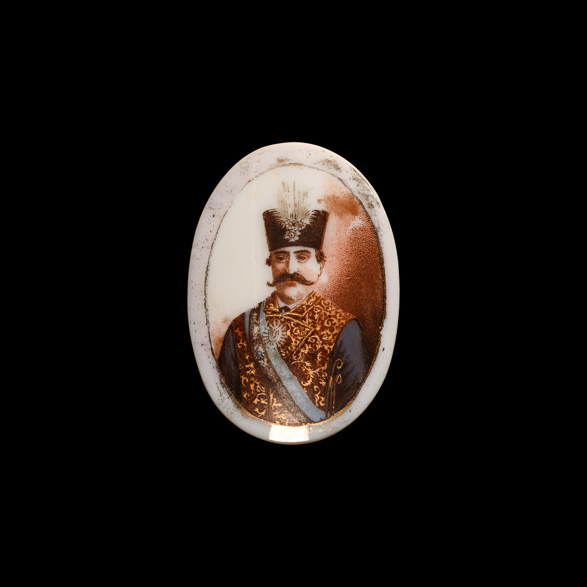 Post Medieval Bone China Portrait of Naser al-Din Shah Qajar
