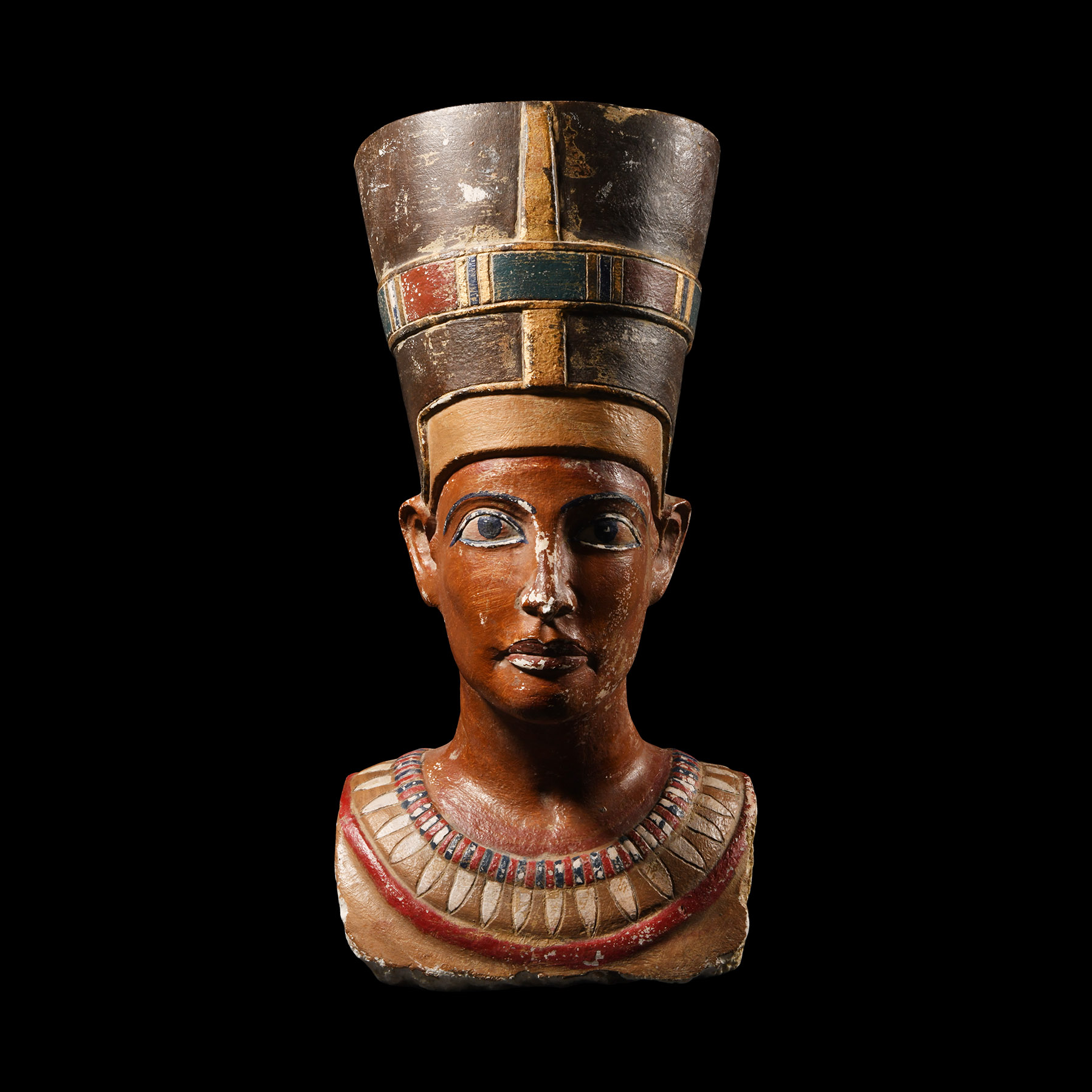 Painted Stone Bust of Queen Nefertiti