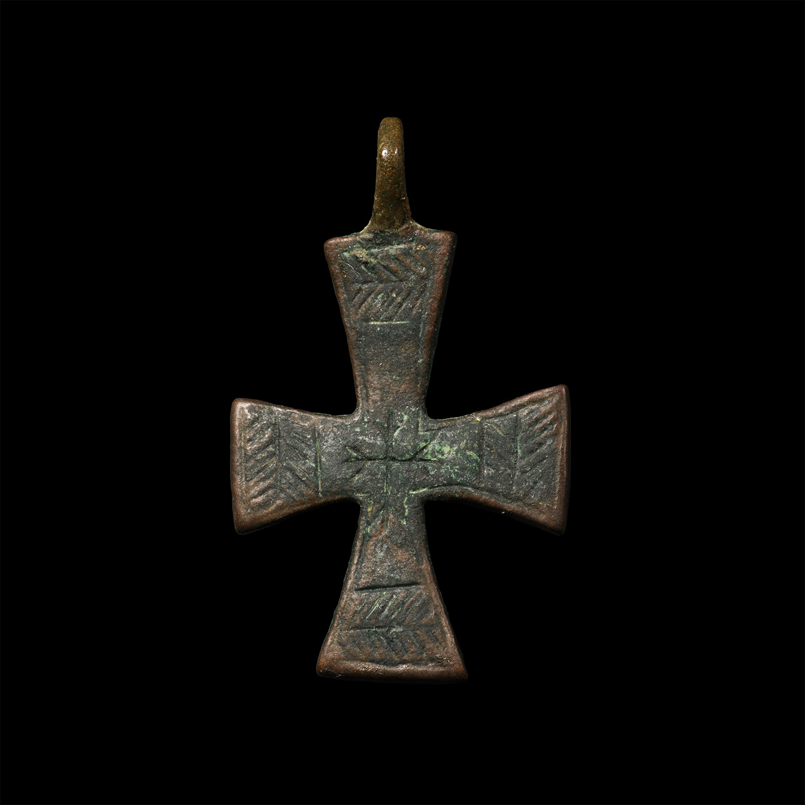 Byzantine Bronze Pectoral Cross Pendant