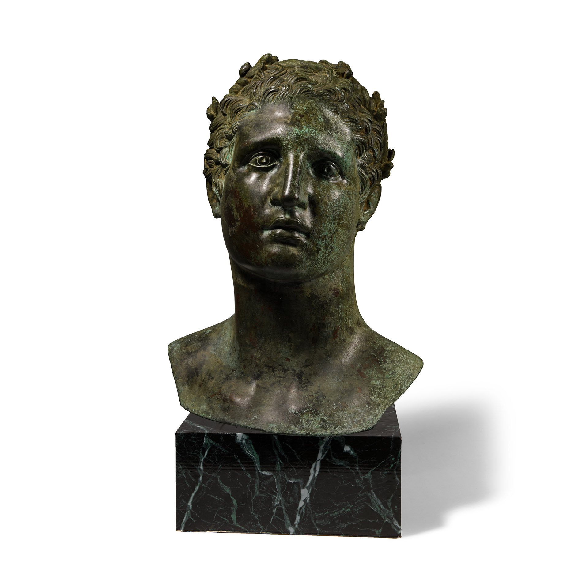 Larger Than Life-Size Bronze Head of a Male Athlete