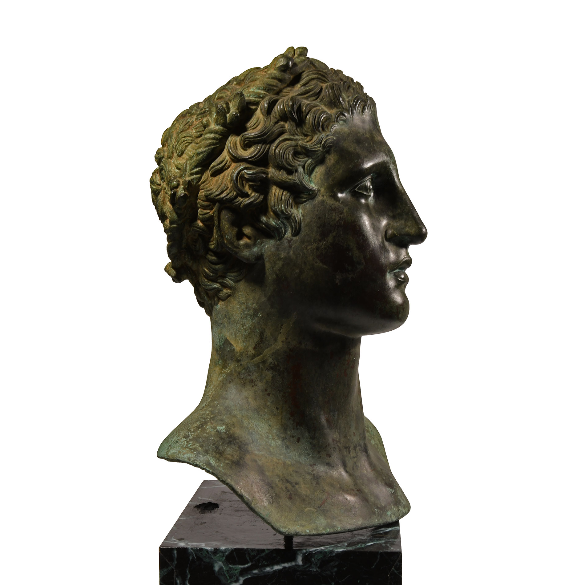 Larger Than Life-Size Bronze Head of a Male Athlete