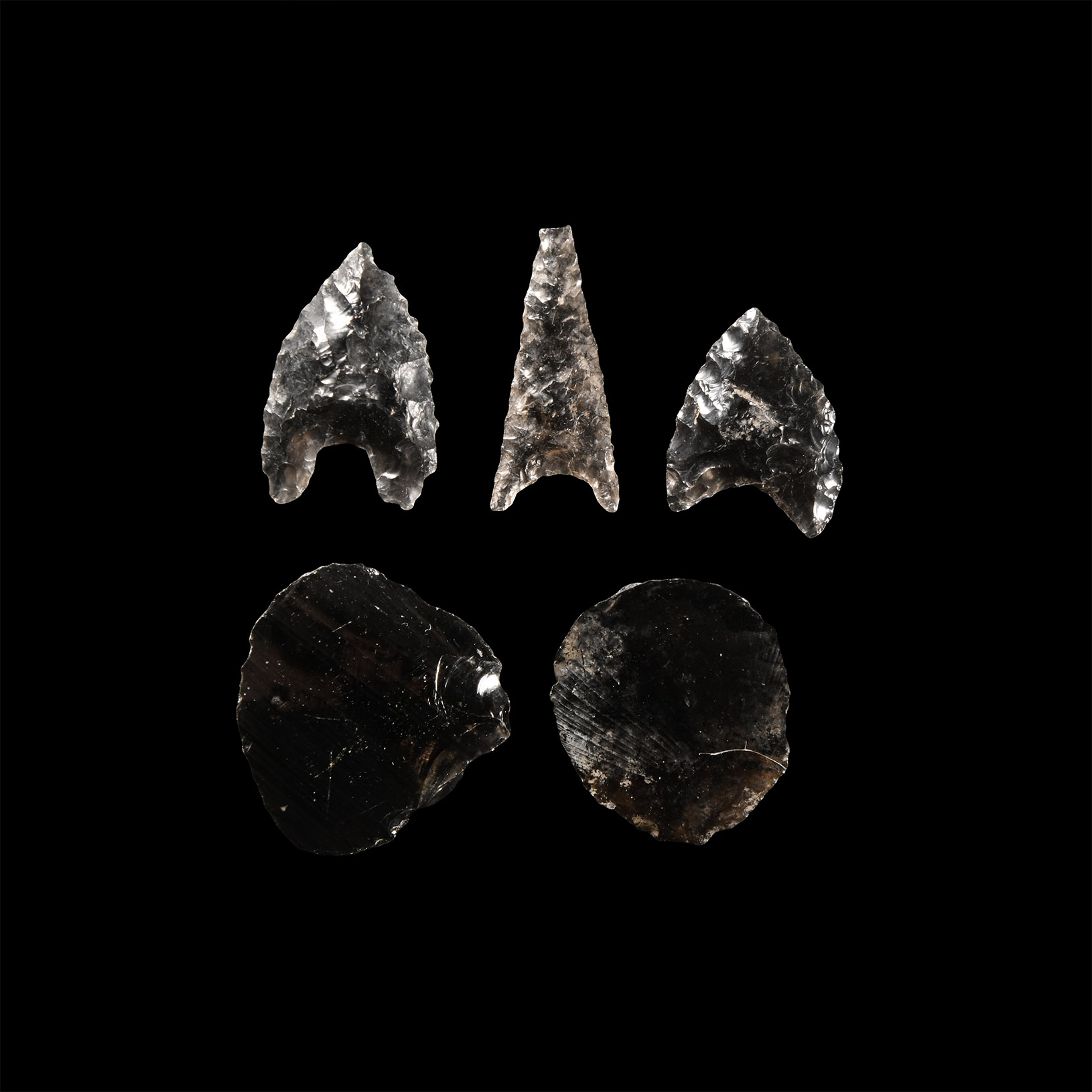Pre-Columbian Obsidian Arrowhead and Implement Collection