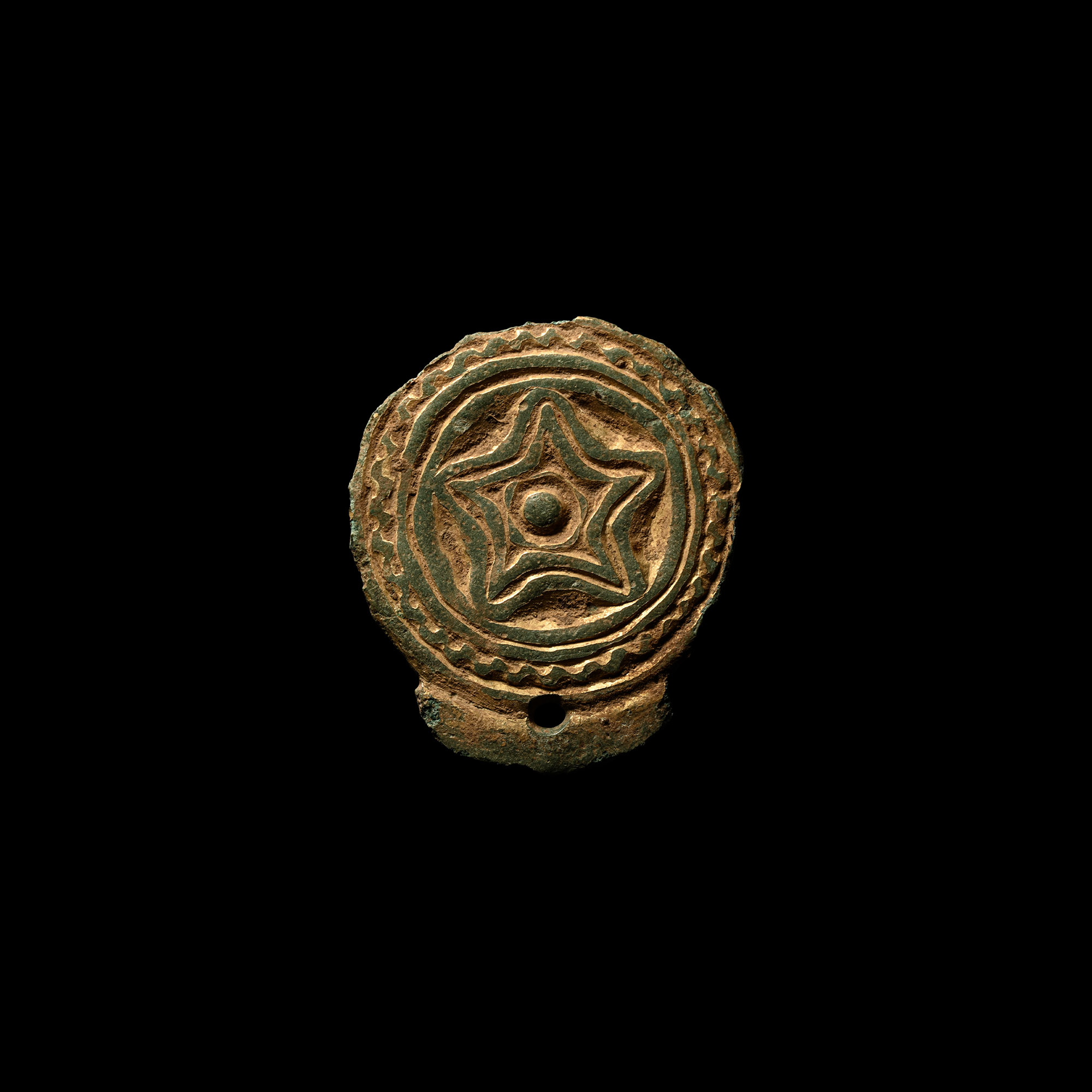 Anglo-Saxon Gilt Bronze Pendant with Star