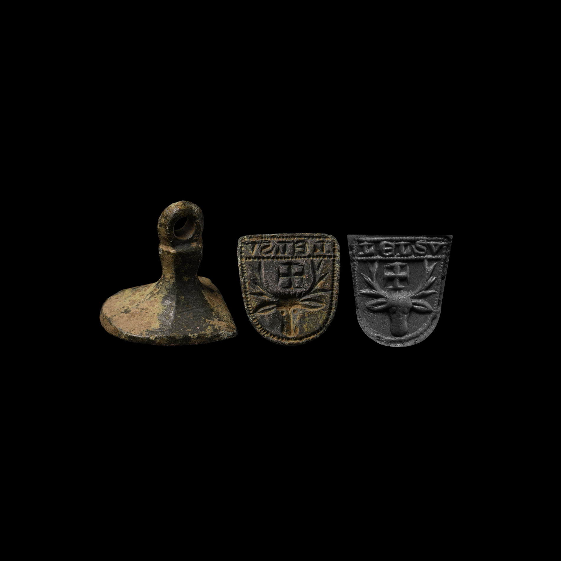 Medieval Bronze Seal Matrix with Stag's Head