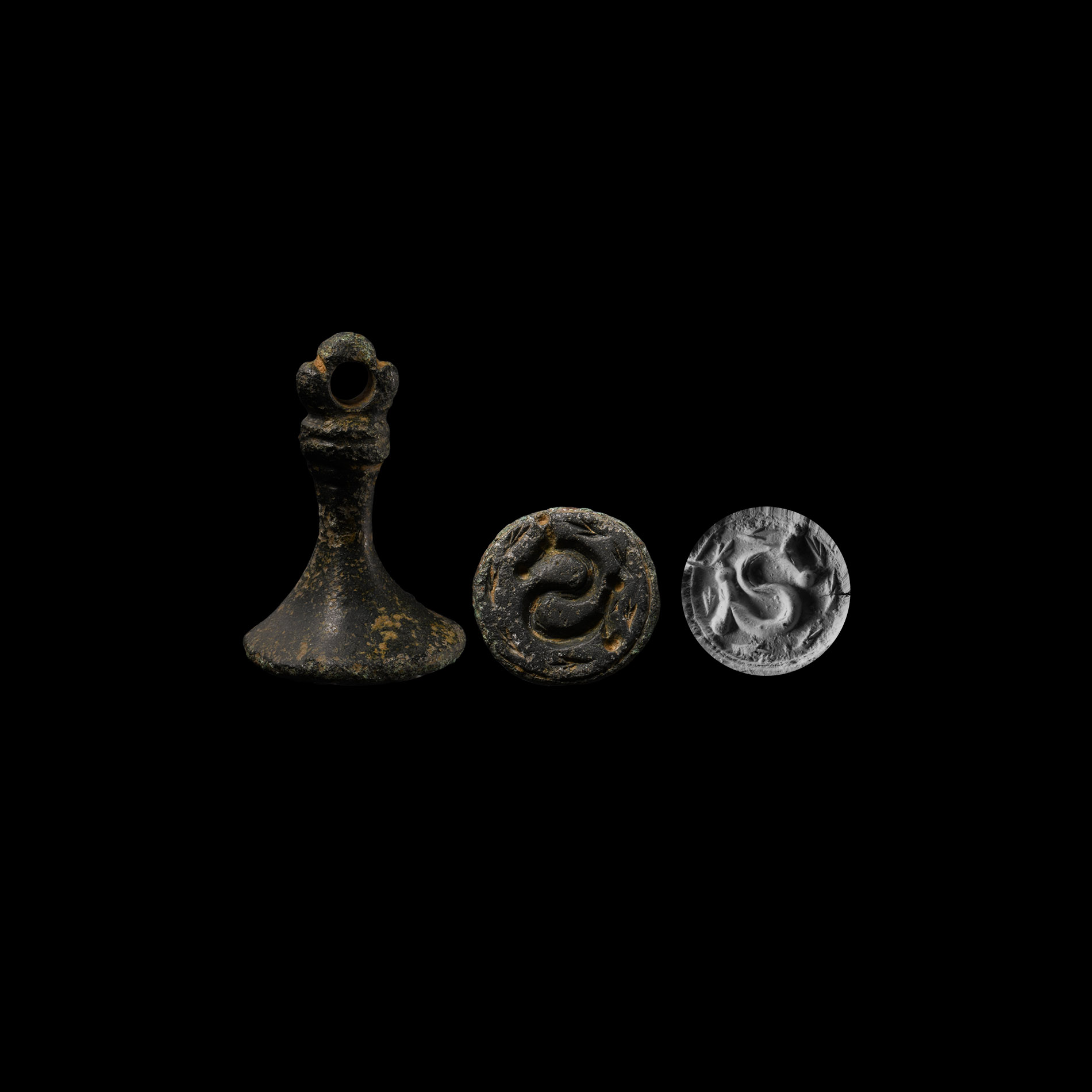 Medieval Bronze Personal Seal Matrix with S