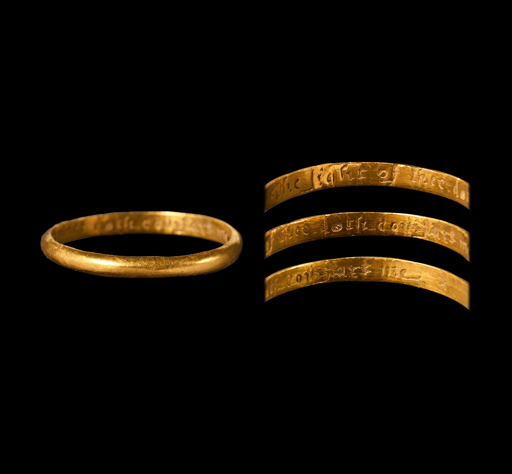Post Medieval Gold 'x The sight of thee doth comfort me' Posy Ring
