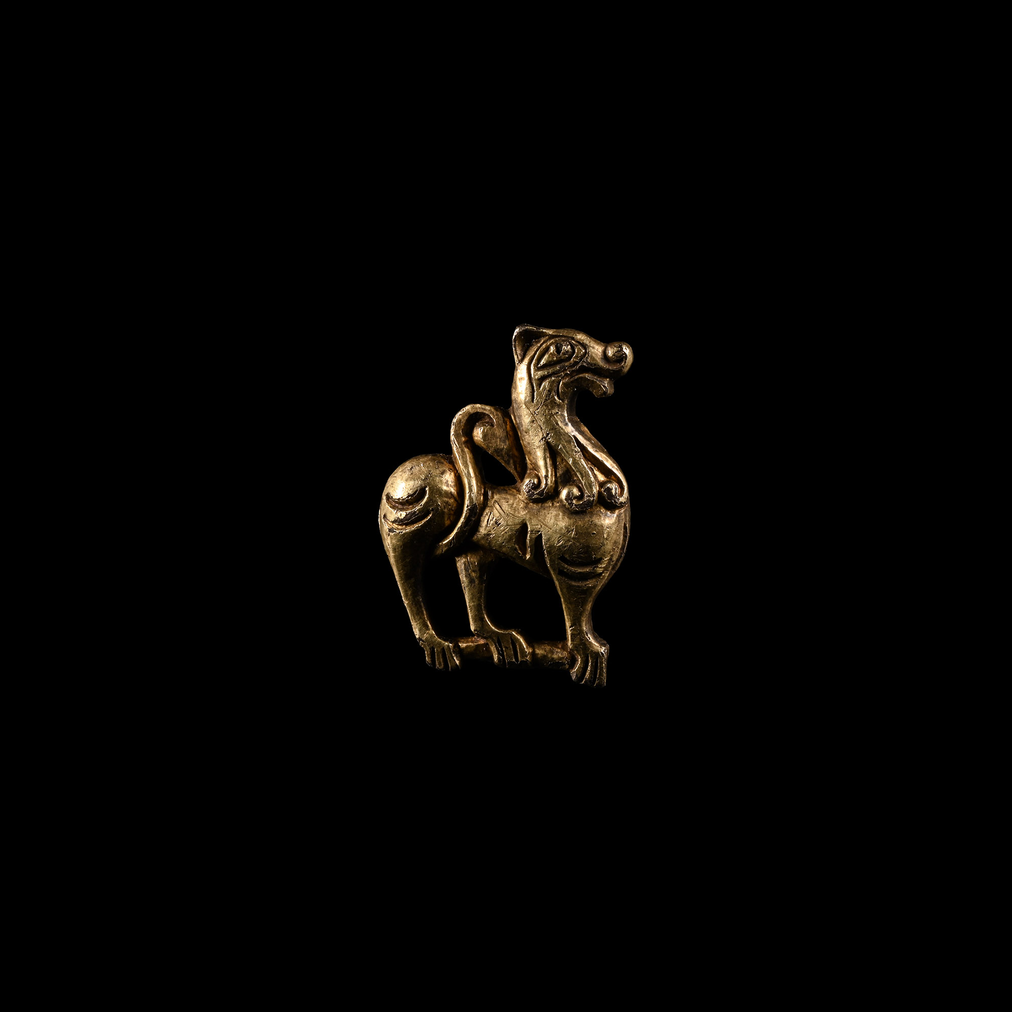 Norman Silver-Gilt Statant Beast Brooch