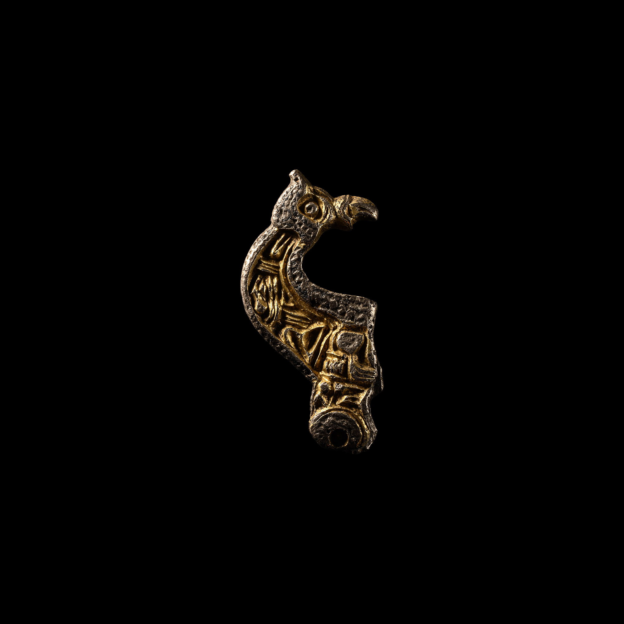 Pre-Viking Silver-Gilt Mythical Beast Helmet Mount