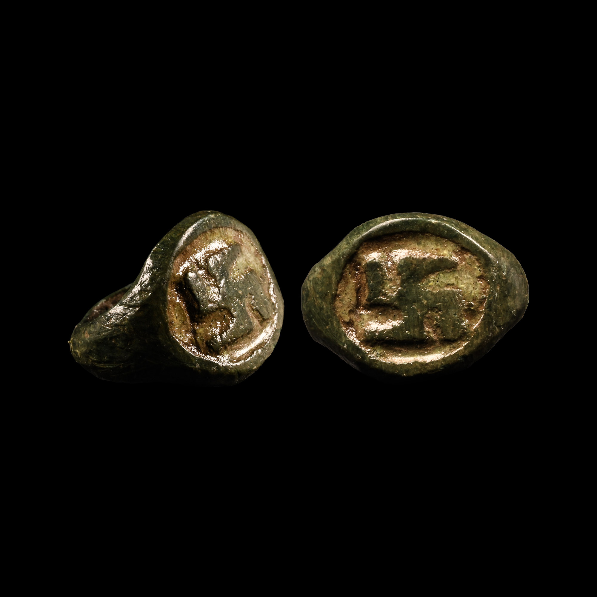 Roman Period Child's Bronze Ring with Fylfot