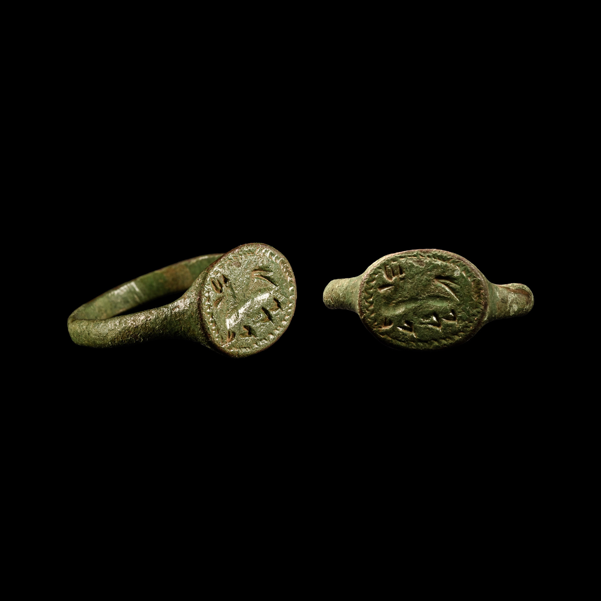 Norman Period Bronze Ring with Dragon Walking Right