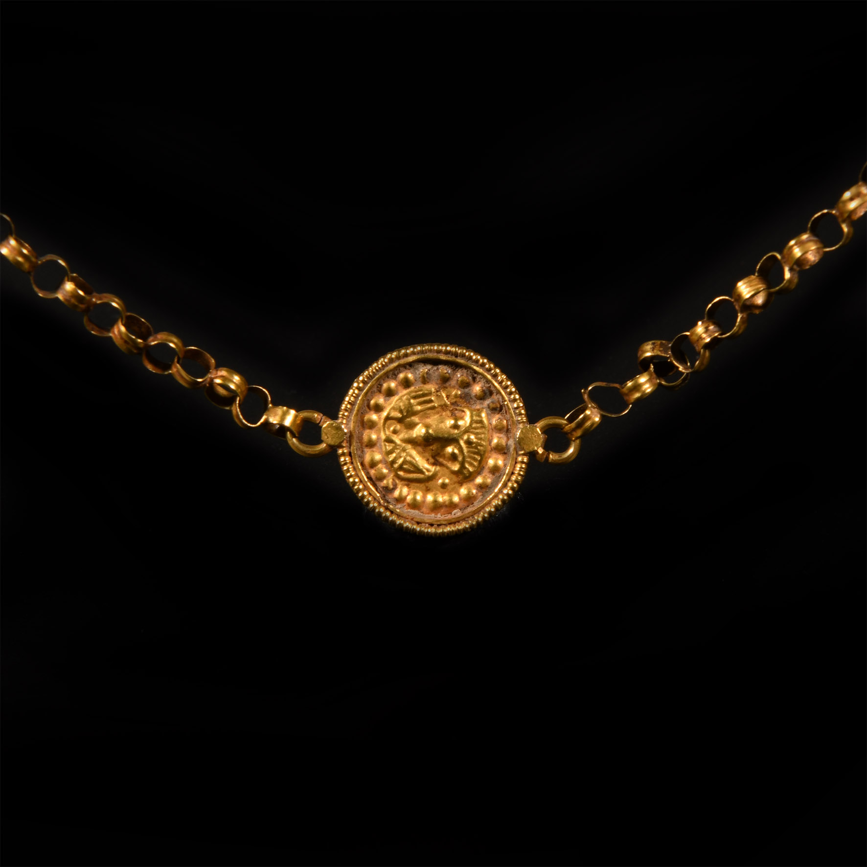 Byzantine Gold Hair Ornament with Earrings and Original Chain