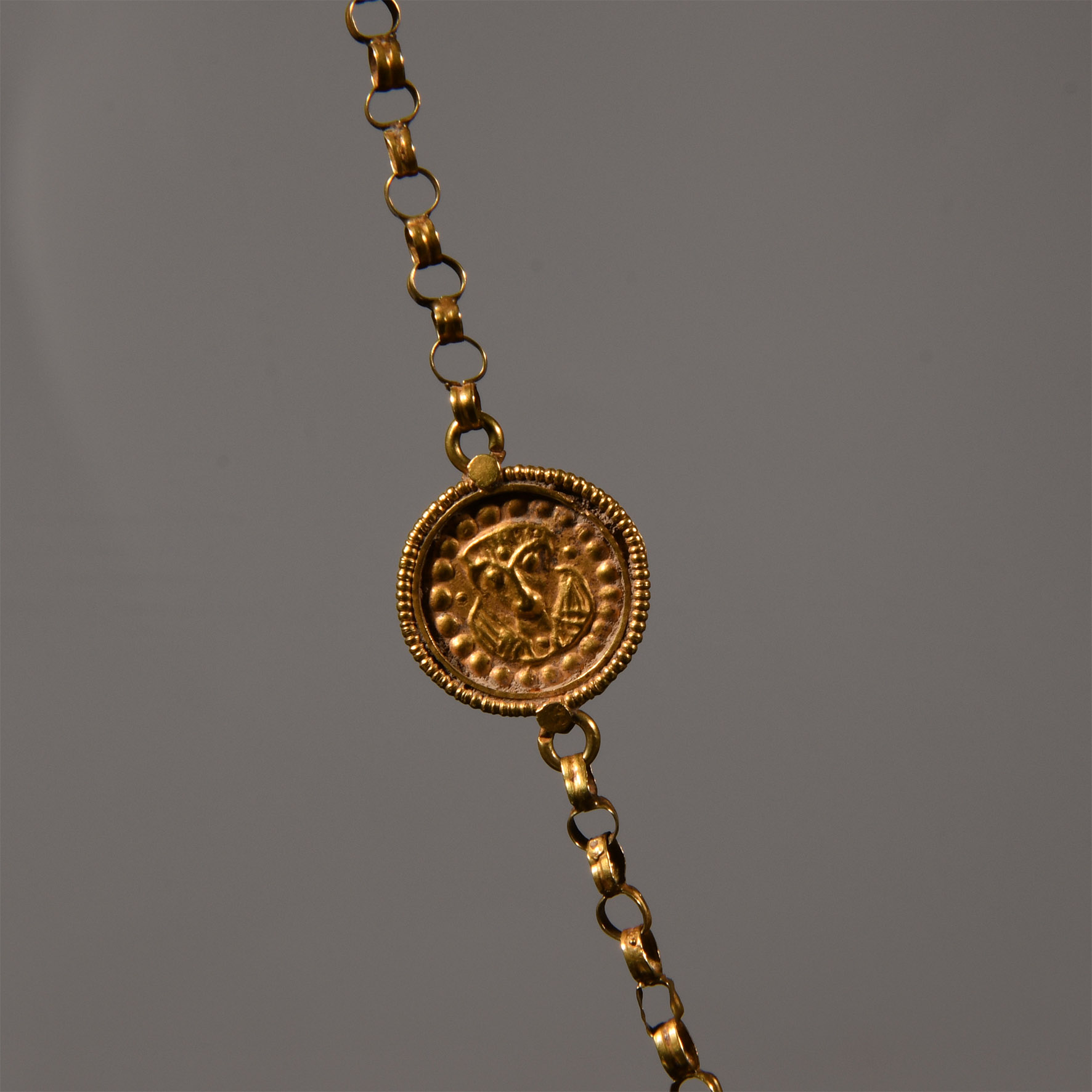 Byzantine Gold Hair Ornament with Earrings and Original Chain