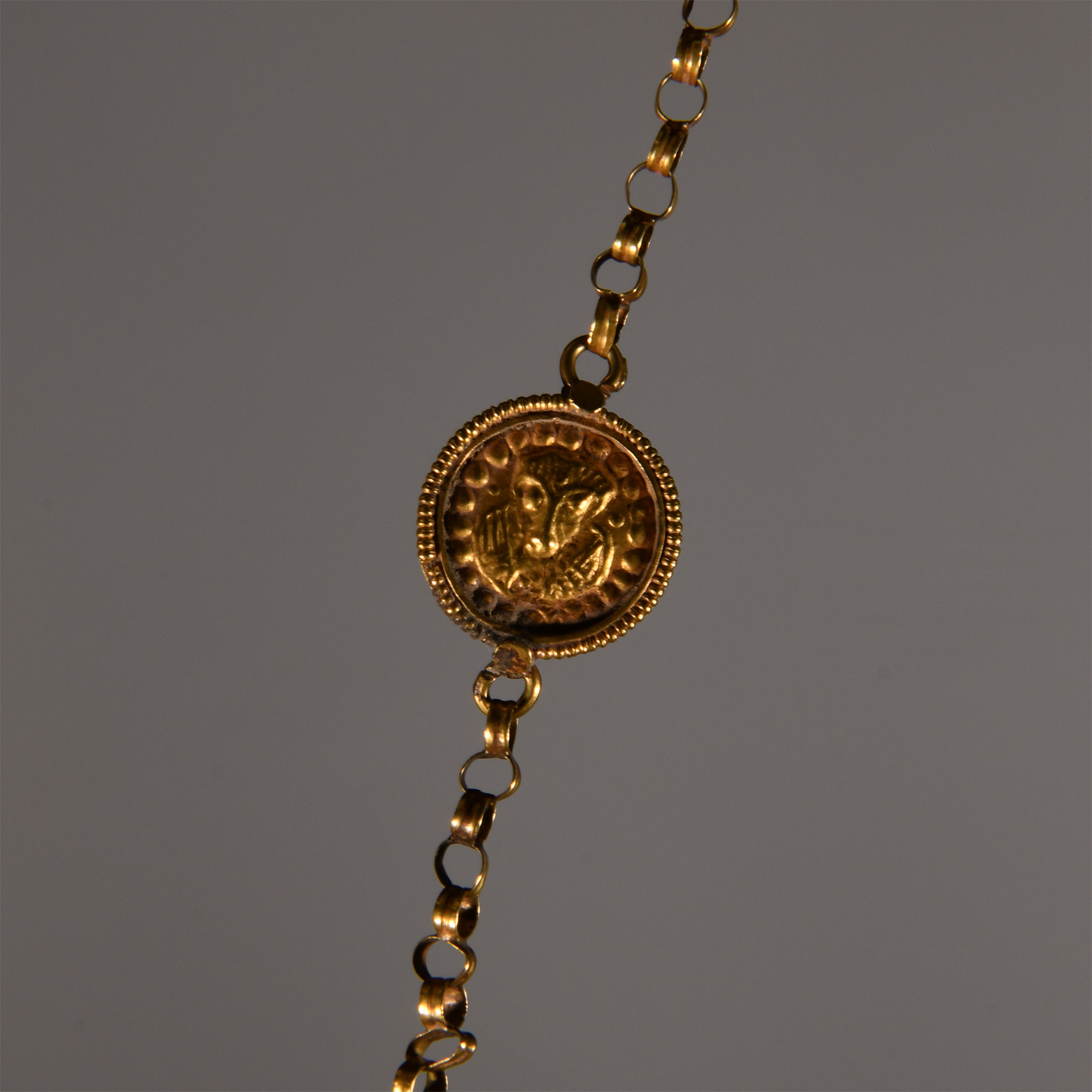 Byzantine Gold Hair Ornament with Earrings and Original Chain