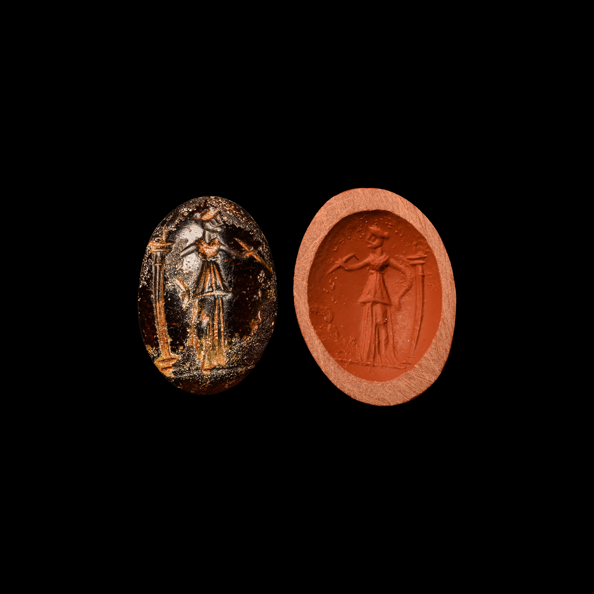 Hellenistic Glass Gem with Goddess