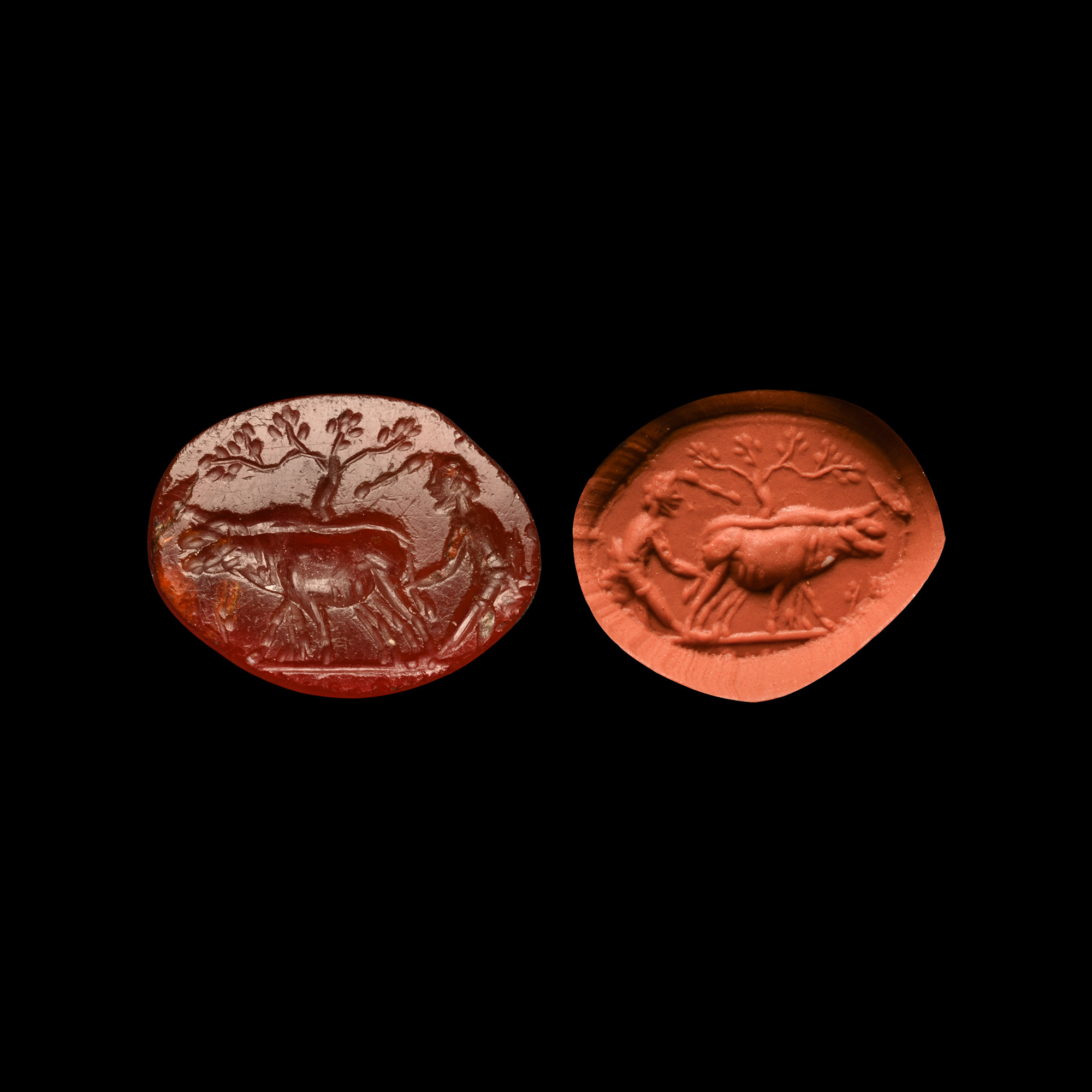 Roman Carnelian Gemstone with Farmer and Oxen