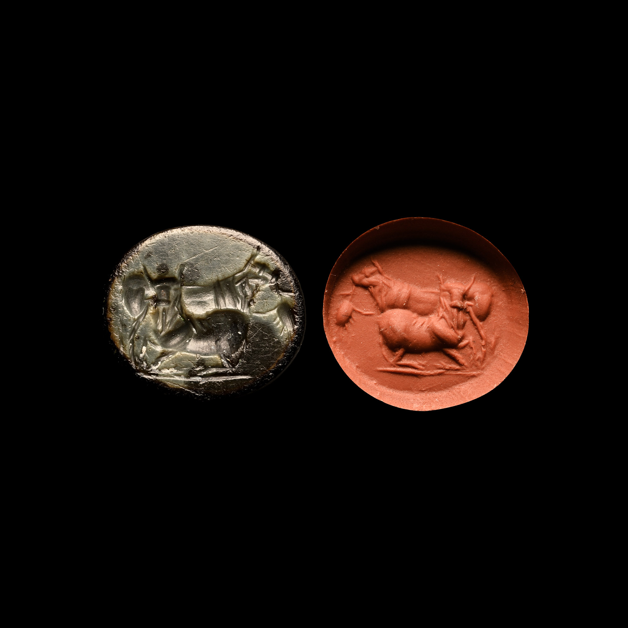 Roman Black Onyx Gemstone with Oxen