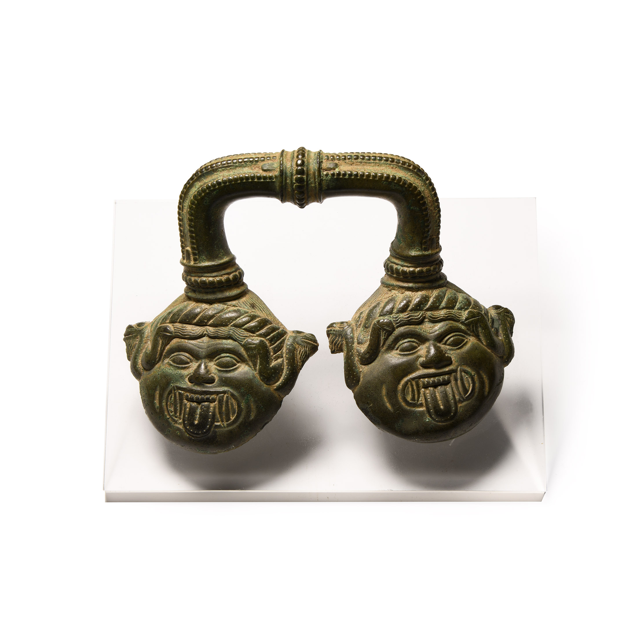 Etruscan Bronze Handle Pair with Heads of Medusa