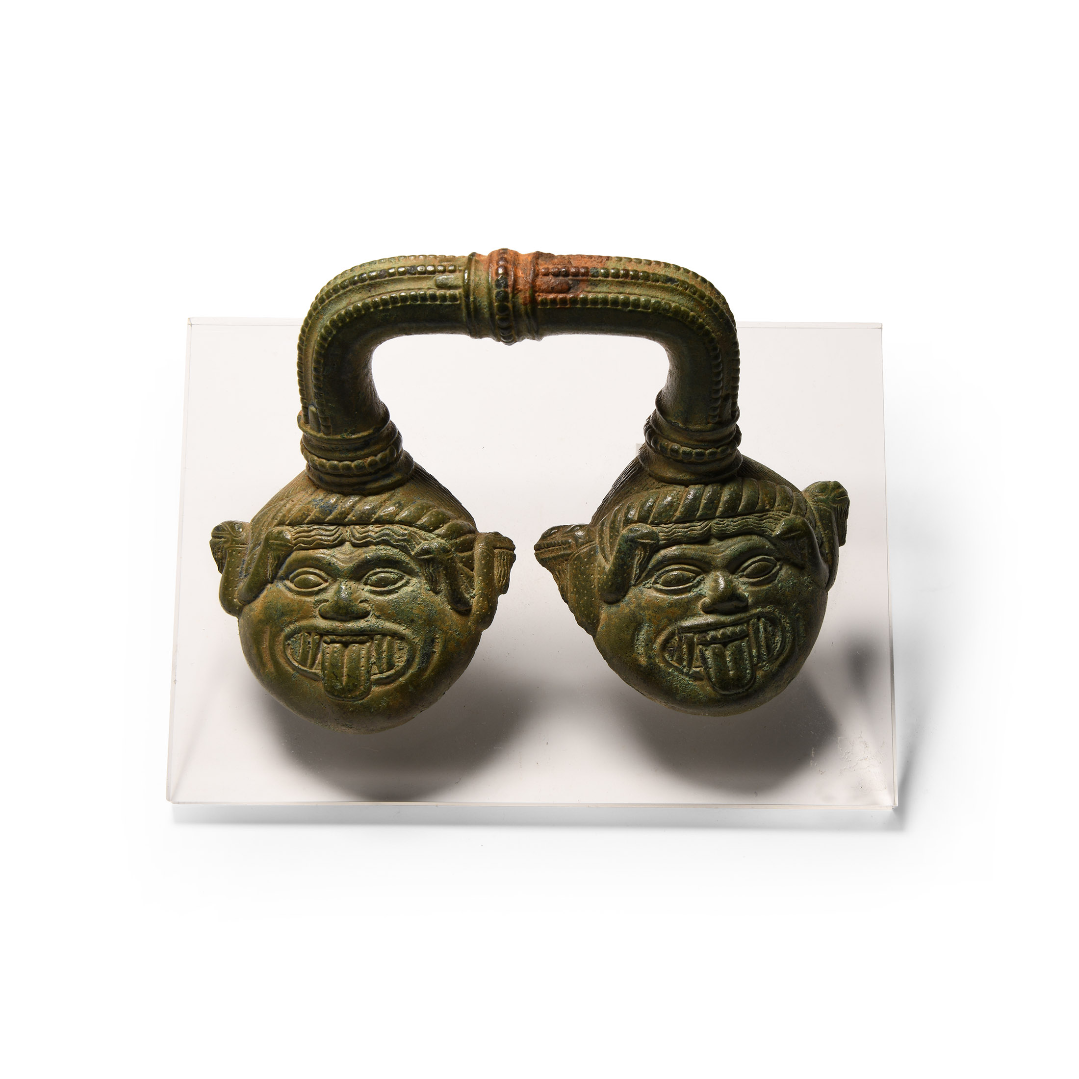 Etruscan Bronze Handle Pair with Heads of Medusa