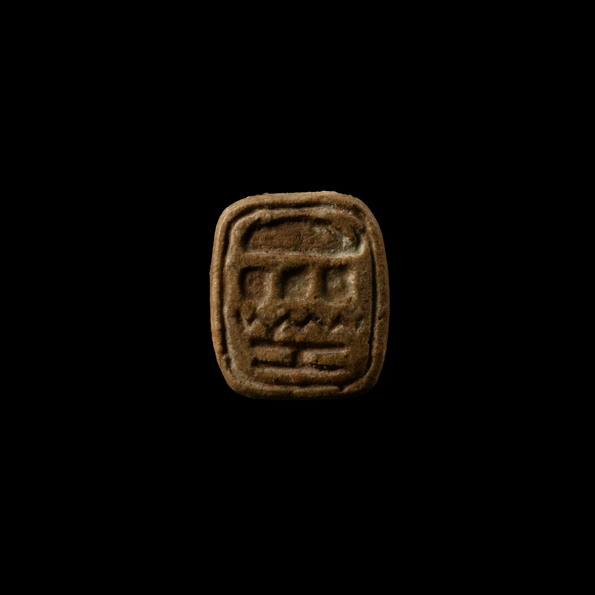 Egyptian Bifacial Steatite Amulet with Tilapia Fish and Hieroglyphs