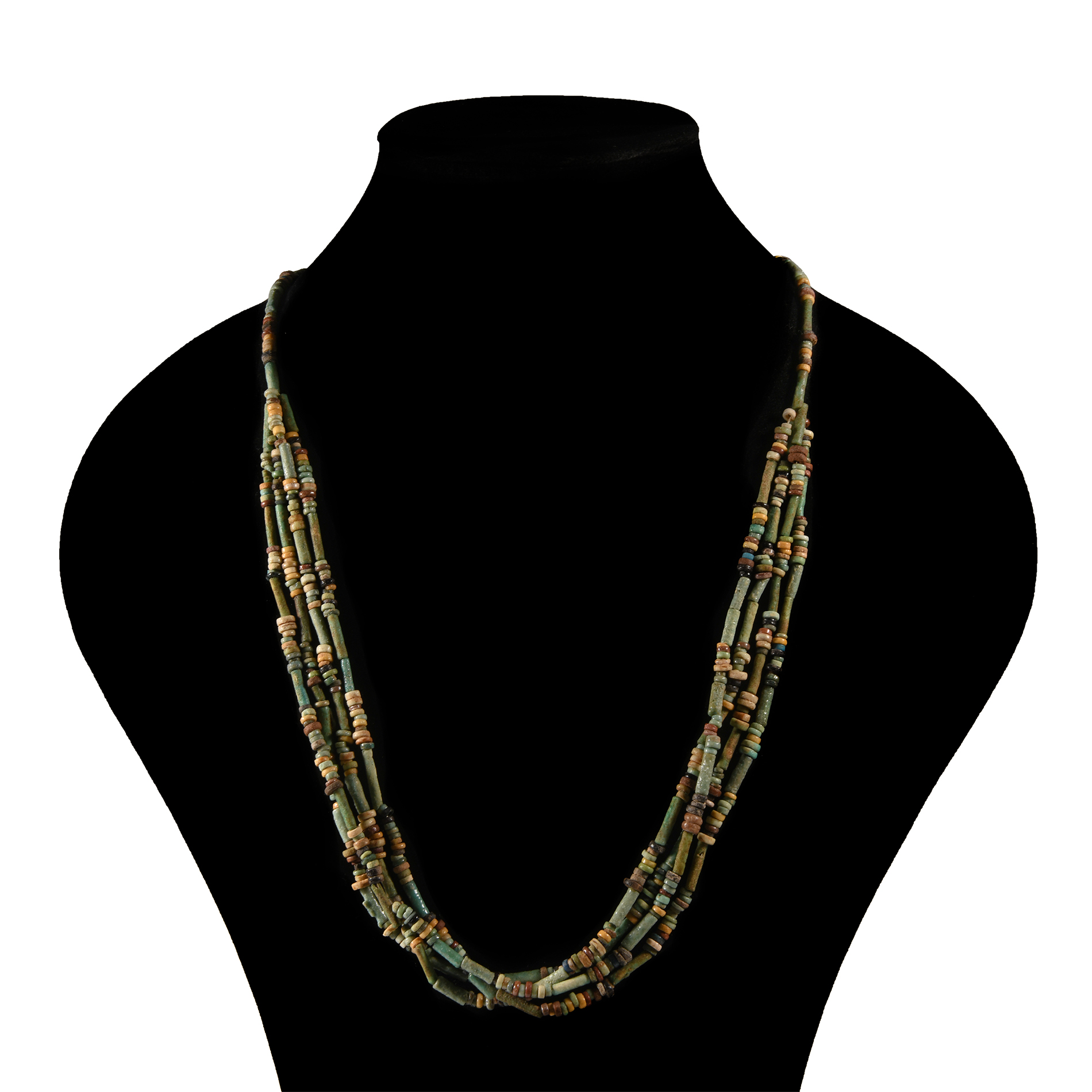 Egyptian Multi-Stranded Faience Mummy Bead Necklace
