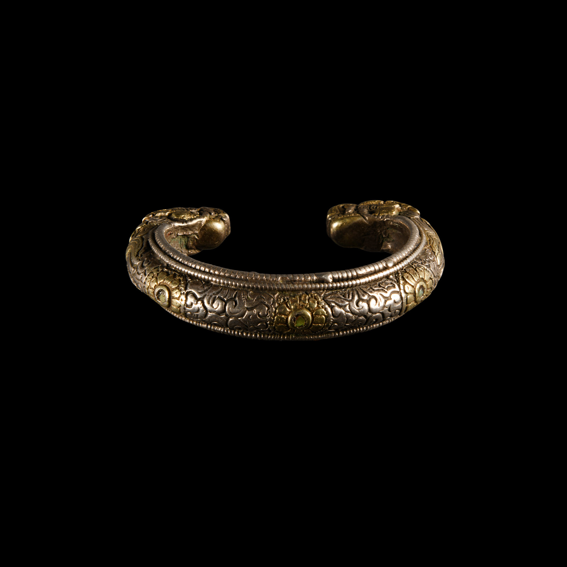 Bhutan Part Gilded Bracelet with Dragon Terminals